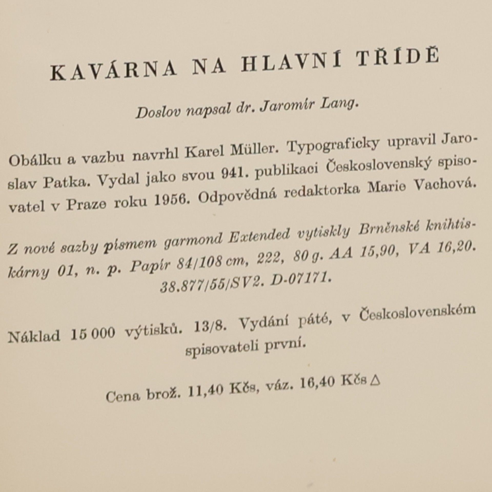 Géza Včelička Kavárna na hlavní třídě