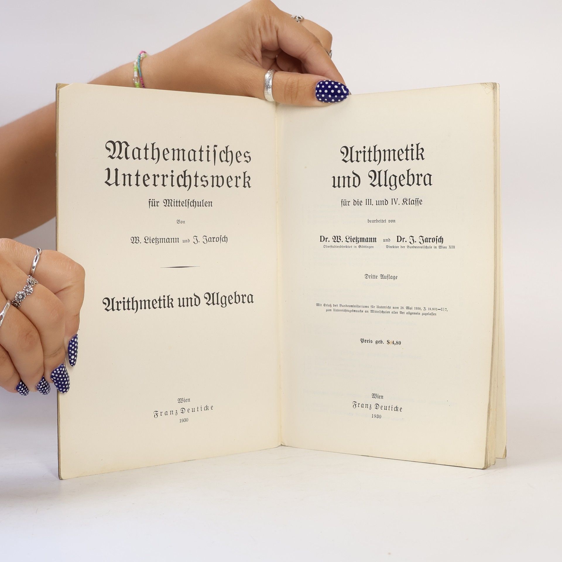 J. Jarosch Arithmetik und Algebra für die III. und IV. Klasse