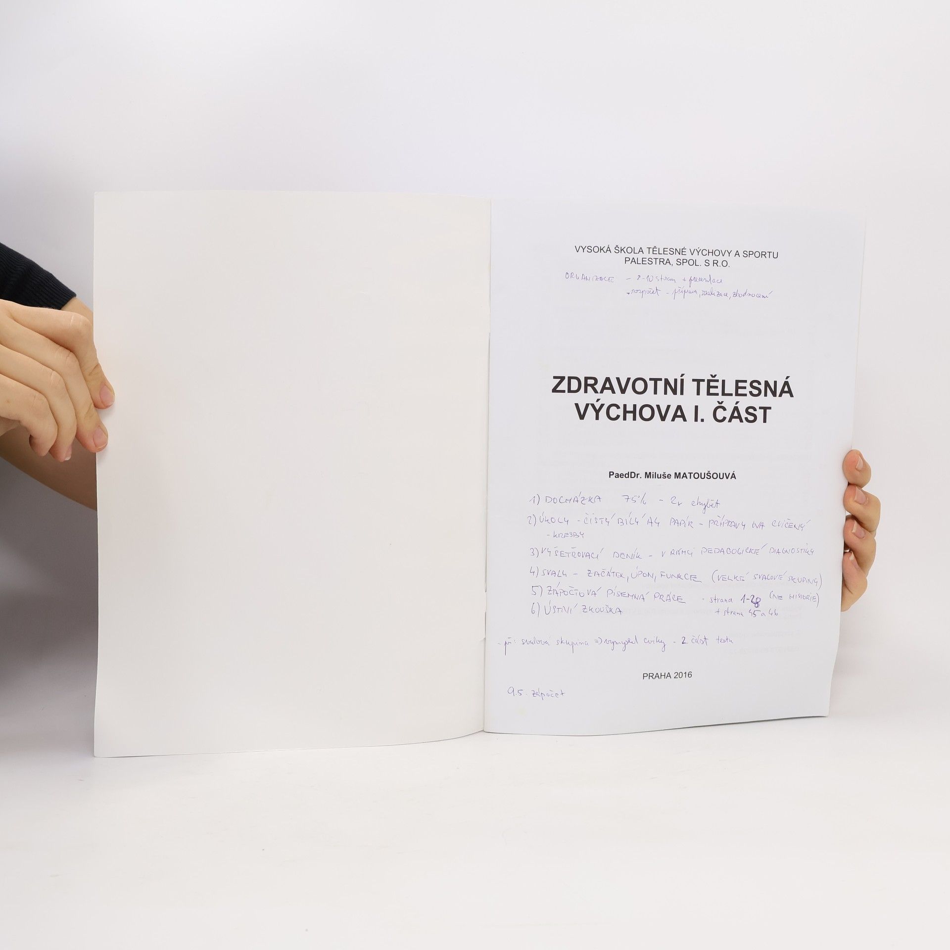 Miluše Matoušová Zdravotní tělesná výchova - I. část