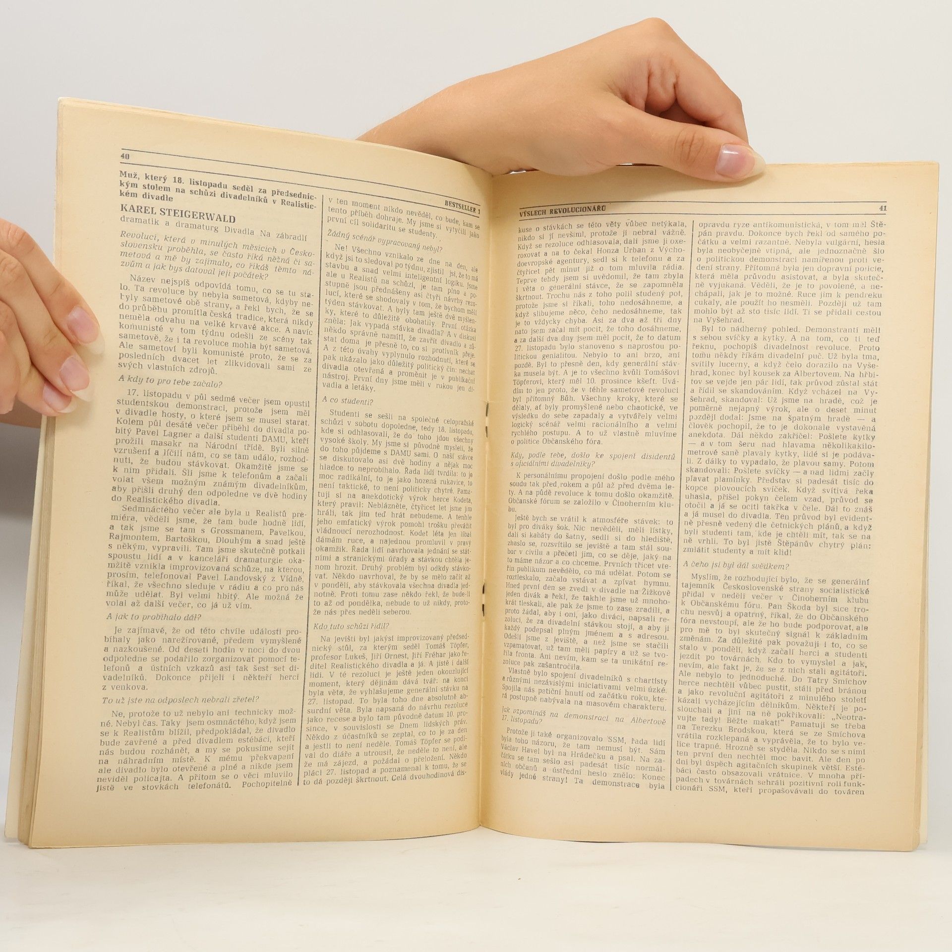 Kolektiv autorů Bestseller. Výslech revolucionářů z listopadu 1989
