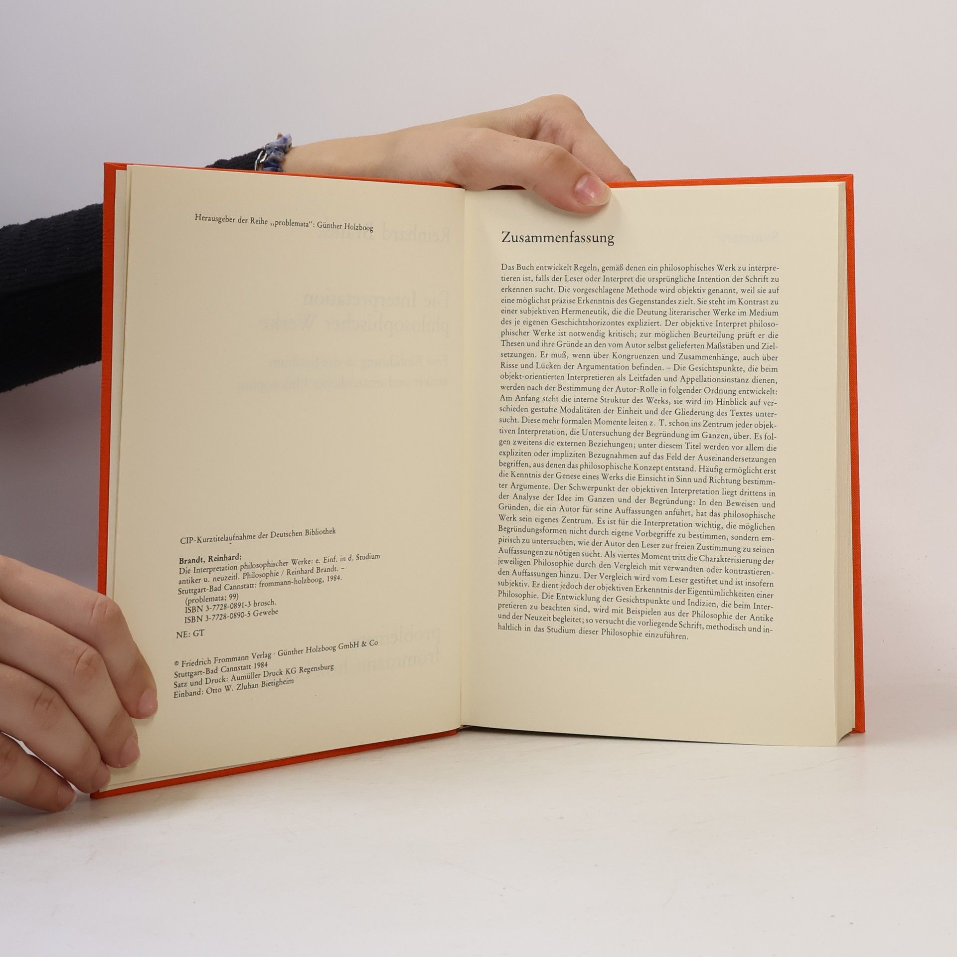 Reinhard Brandt Problemata - 99: Die Interpretation philosophischer Werke