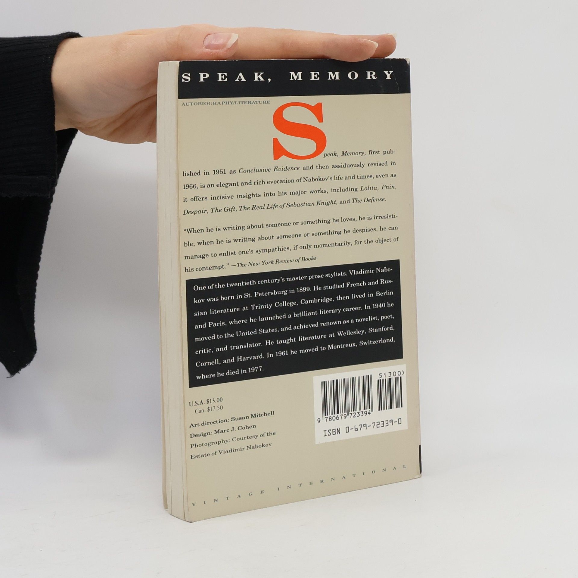 Vladimir Vladimirovič Nabokov Speak, memory. An Autobiography Revisited