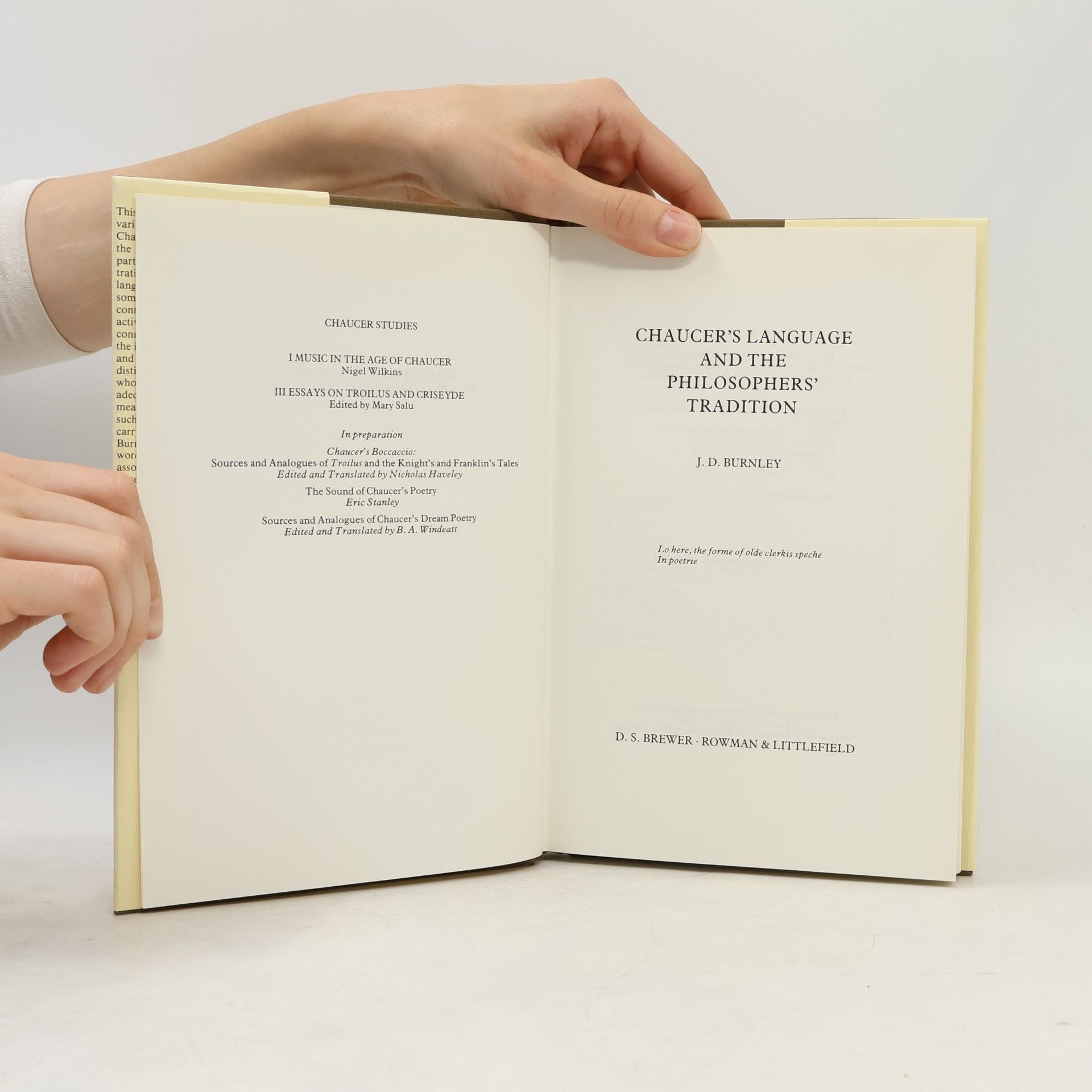 J. D. Burnley Chaucer Studies - 2: Chaucer's Language and the Philosophers' Tradition