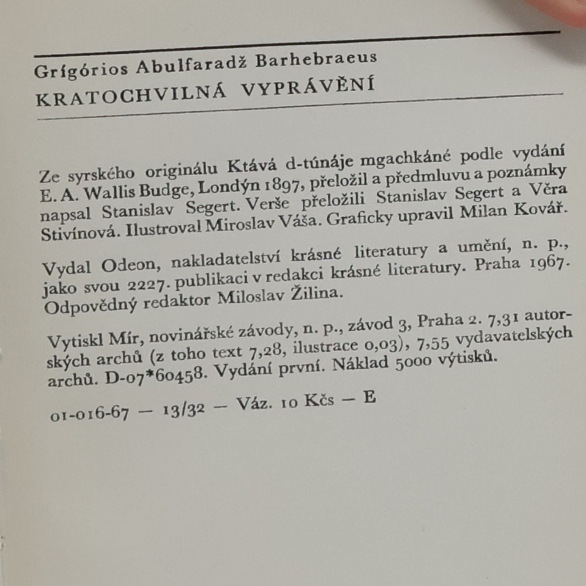 Grígórios Abulfaradž Barhebraeus Kratochvilná vyprávění
