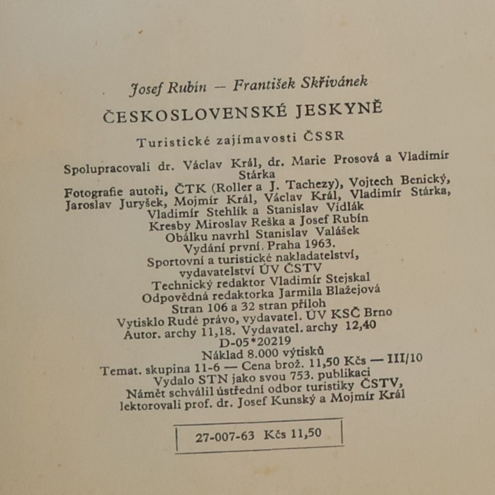 Josef Rubín Československé jeskyně