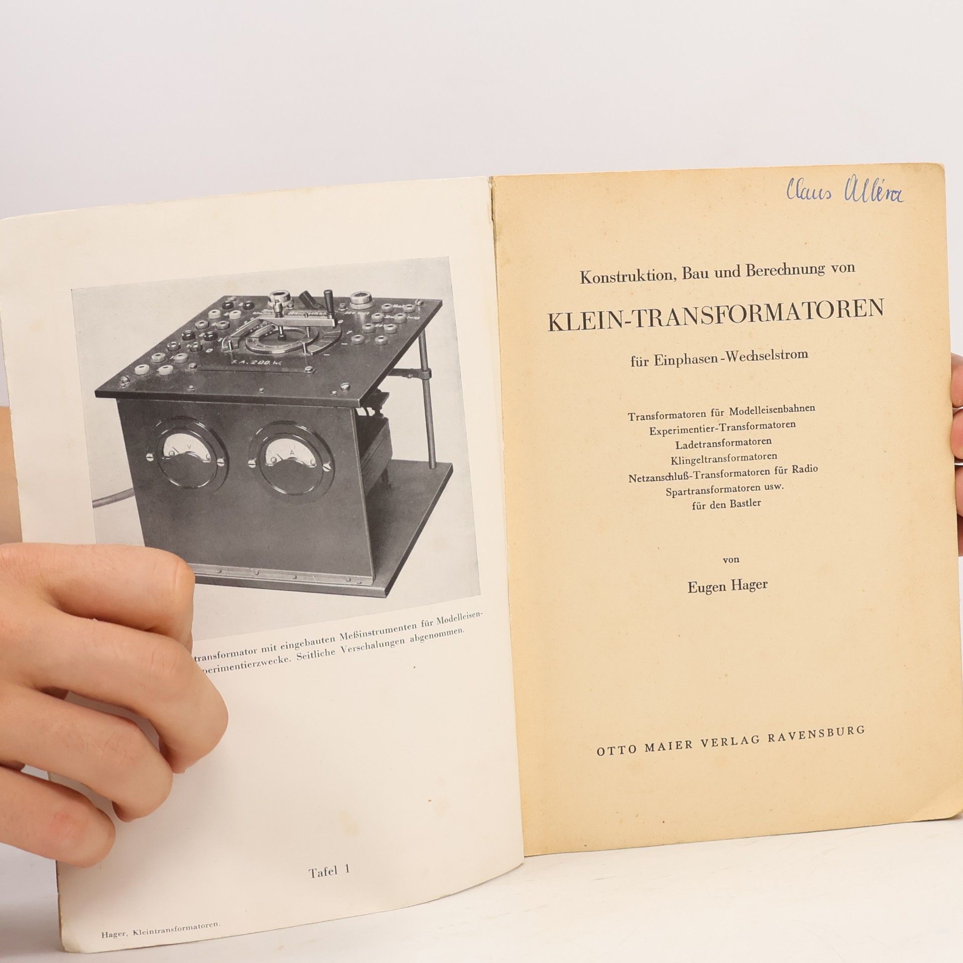 Eugen Häger Konstruktion, Bau und Berechnung von Klein-Transformatoren für Einphasen-Wechselstrom