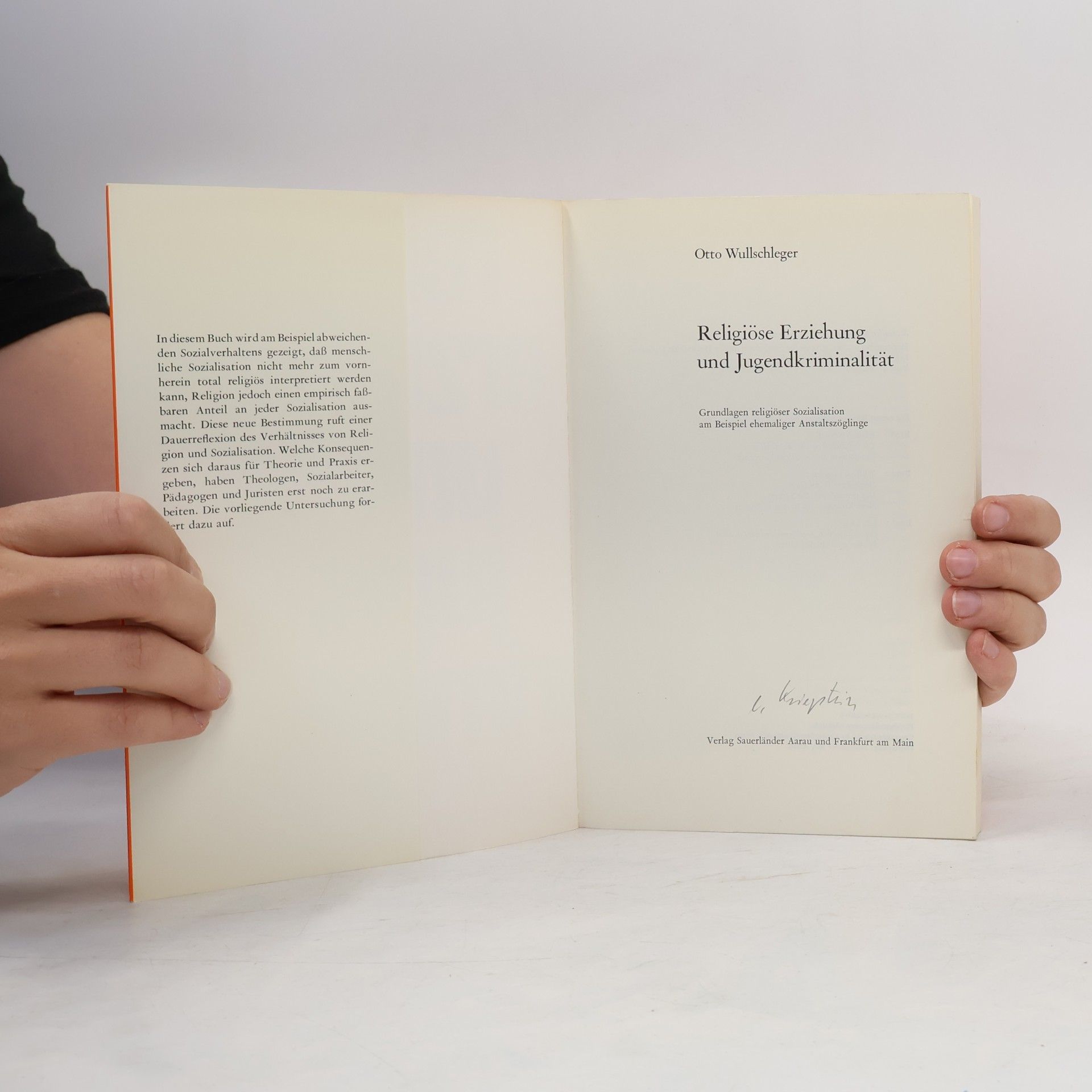 Otto Wullschleger Religiöse Erziehung und Jugendkriminalität