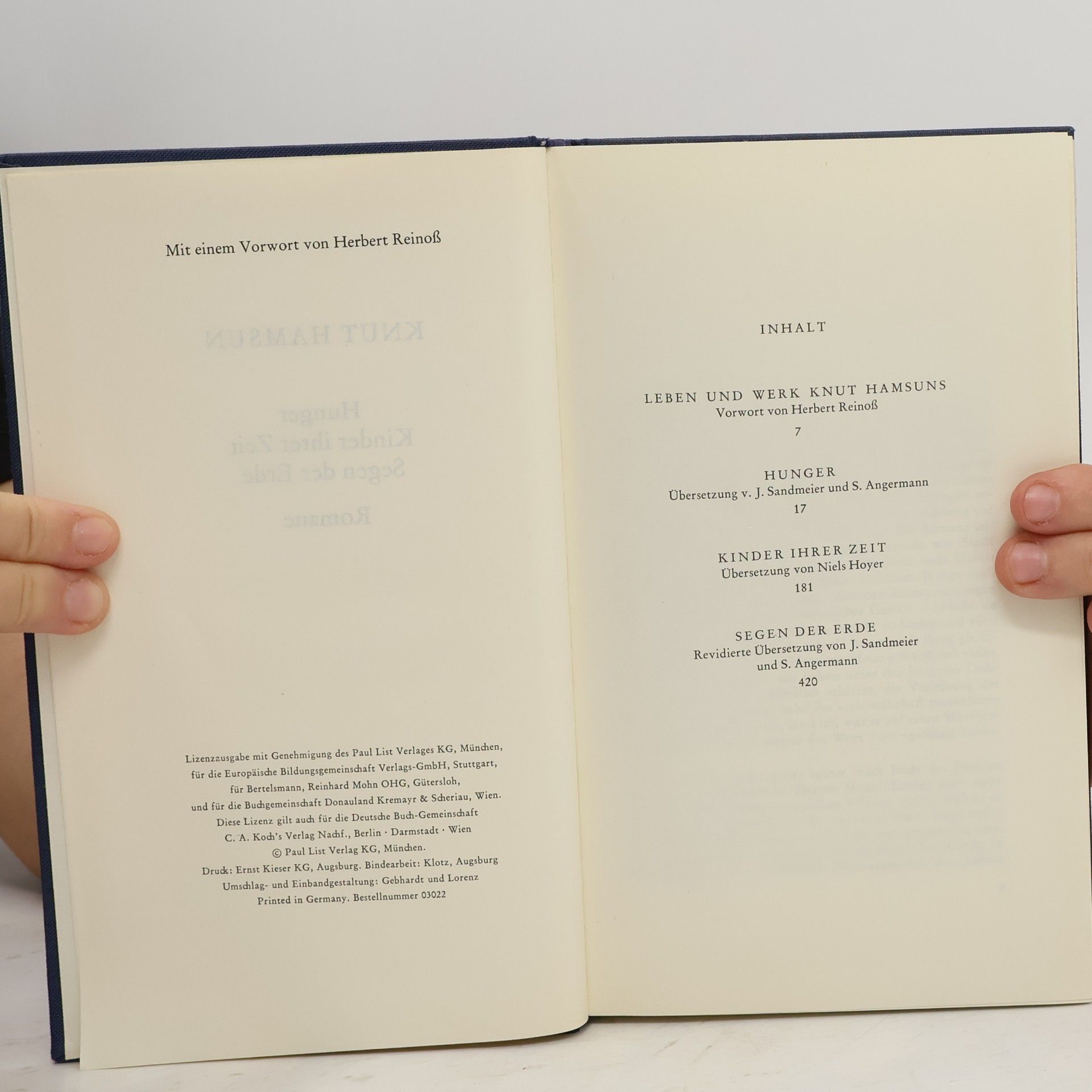 Knut Hamsun Romane I: Hunger, Kinder ihrer Zeit, Segen der Erde