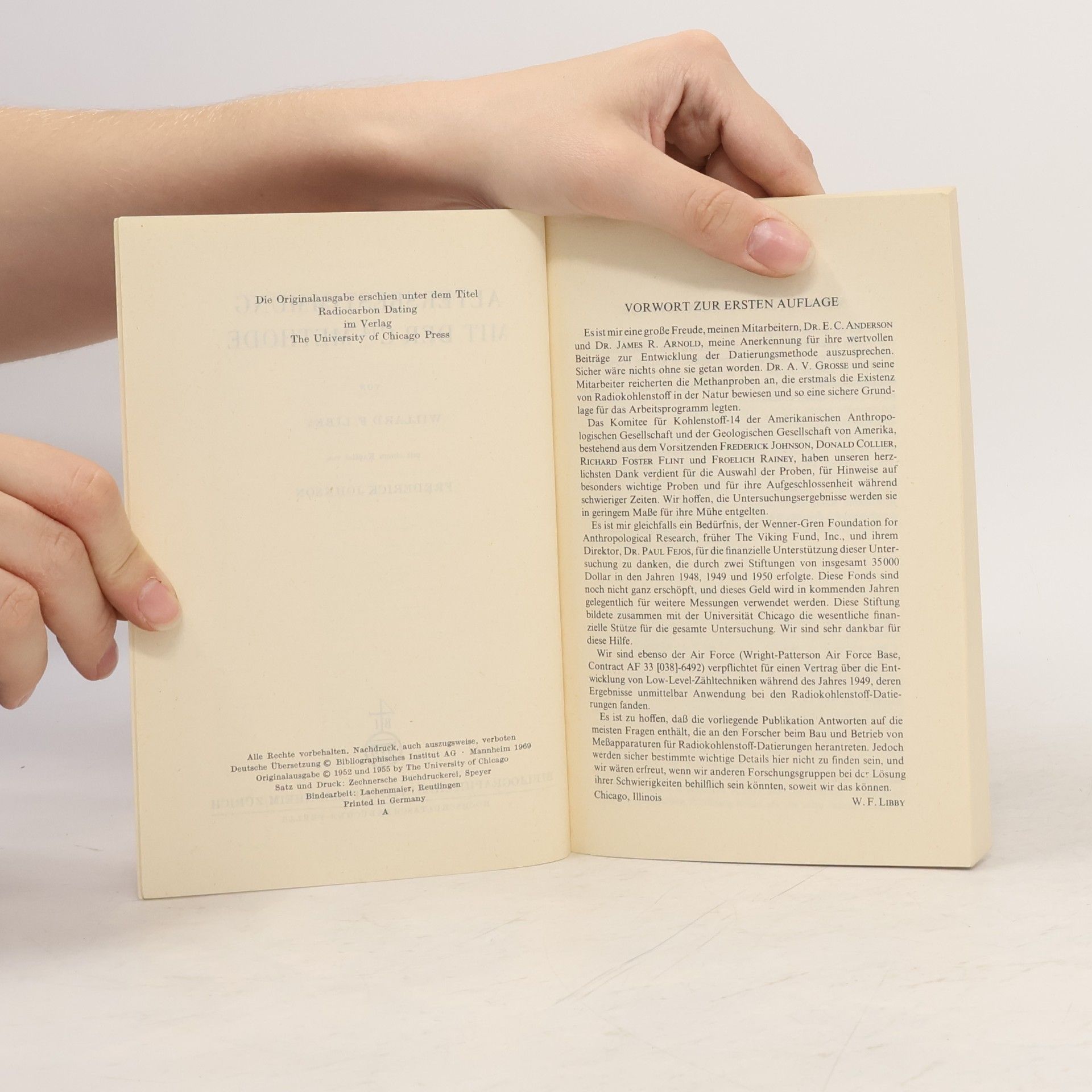 Willard F. Libby Altersbestimmung mit der C14 Methode