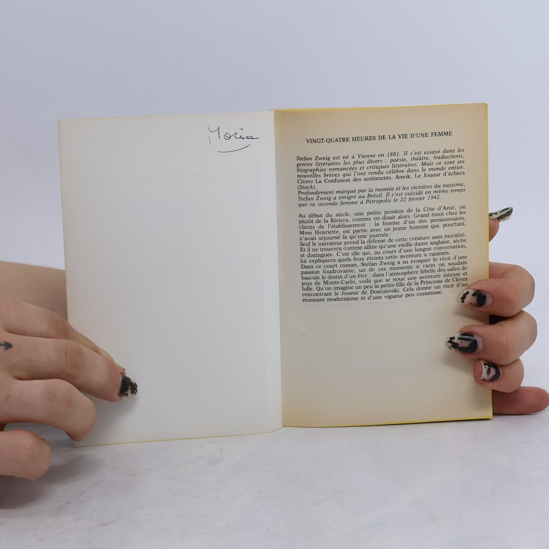 Stefan Zweig Vingt-quatre heures de la vie d'une femme