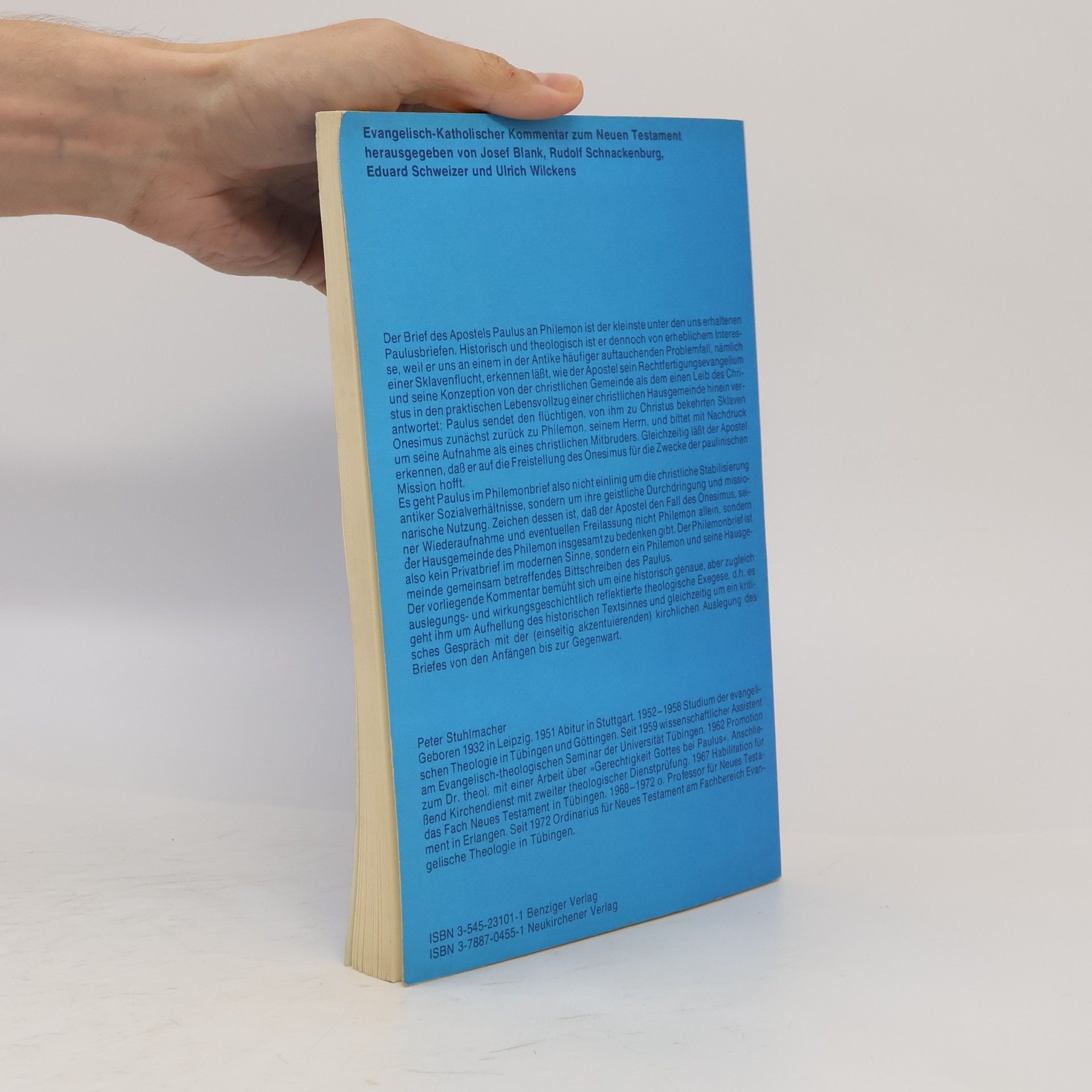Peter Stuhlmacher Der Brief an Philemon