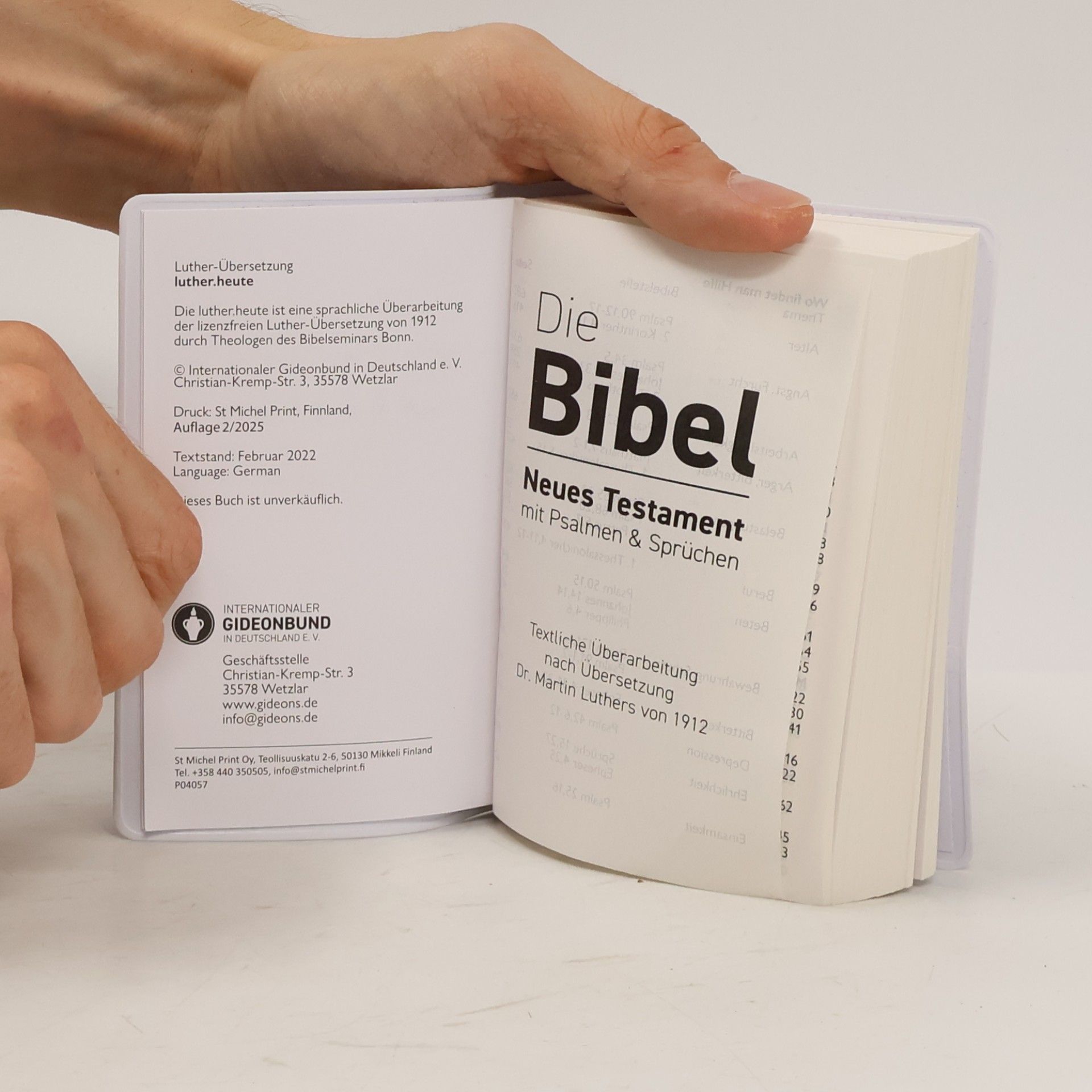 Martin Luther Die Bibel. Neues Testament mit Psalmen & Sprüchen