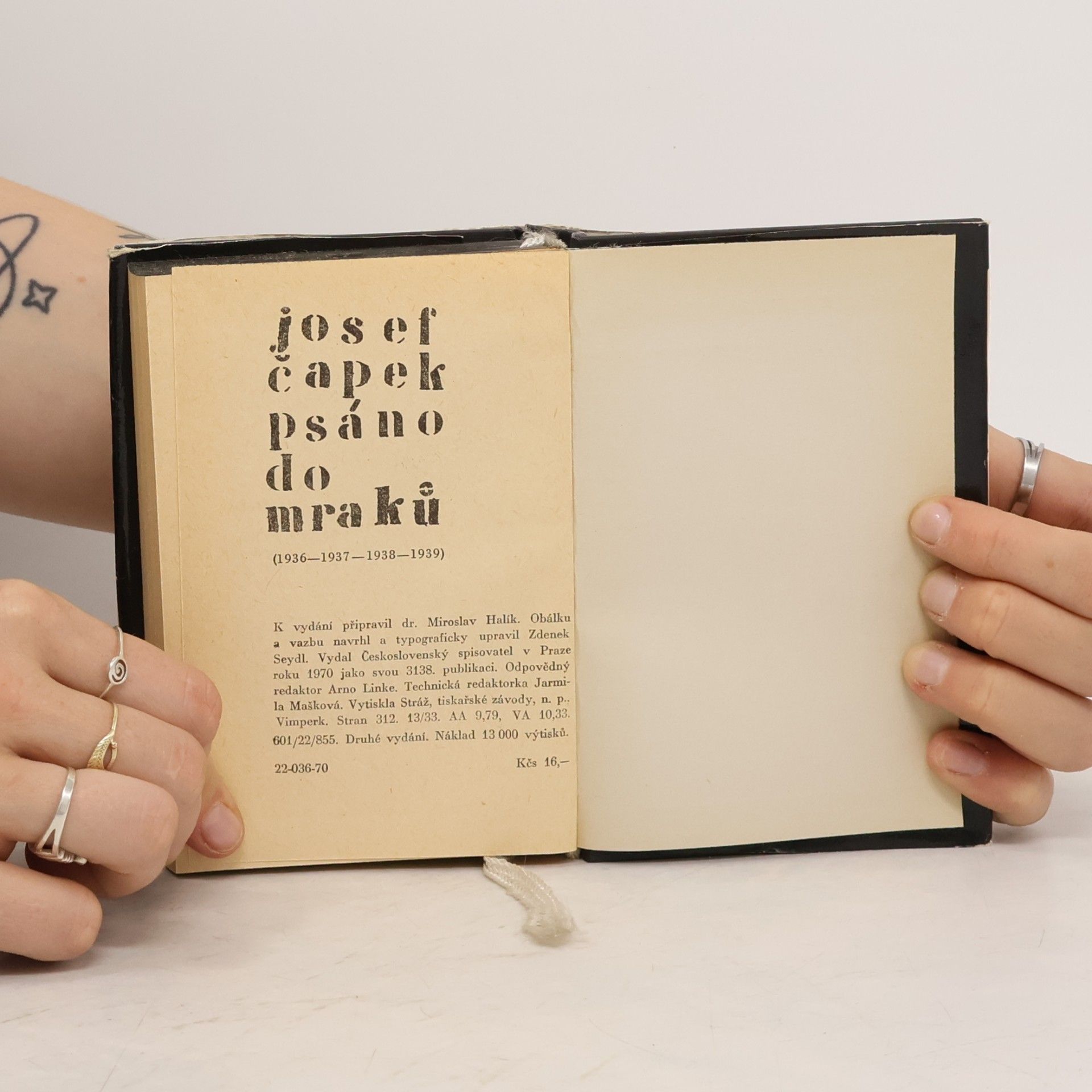Josef Čapek Psáno do mraků. 1936-1939