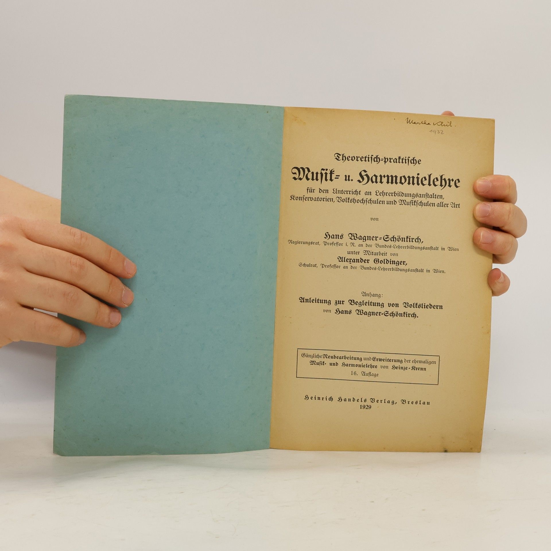 Hans Wagner-Schönkirch Theoretisch-praktische Musik- u. Harmonielehre