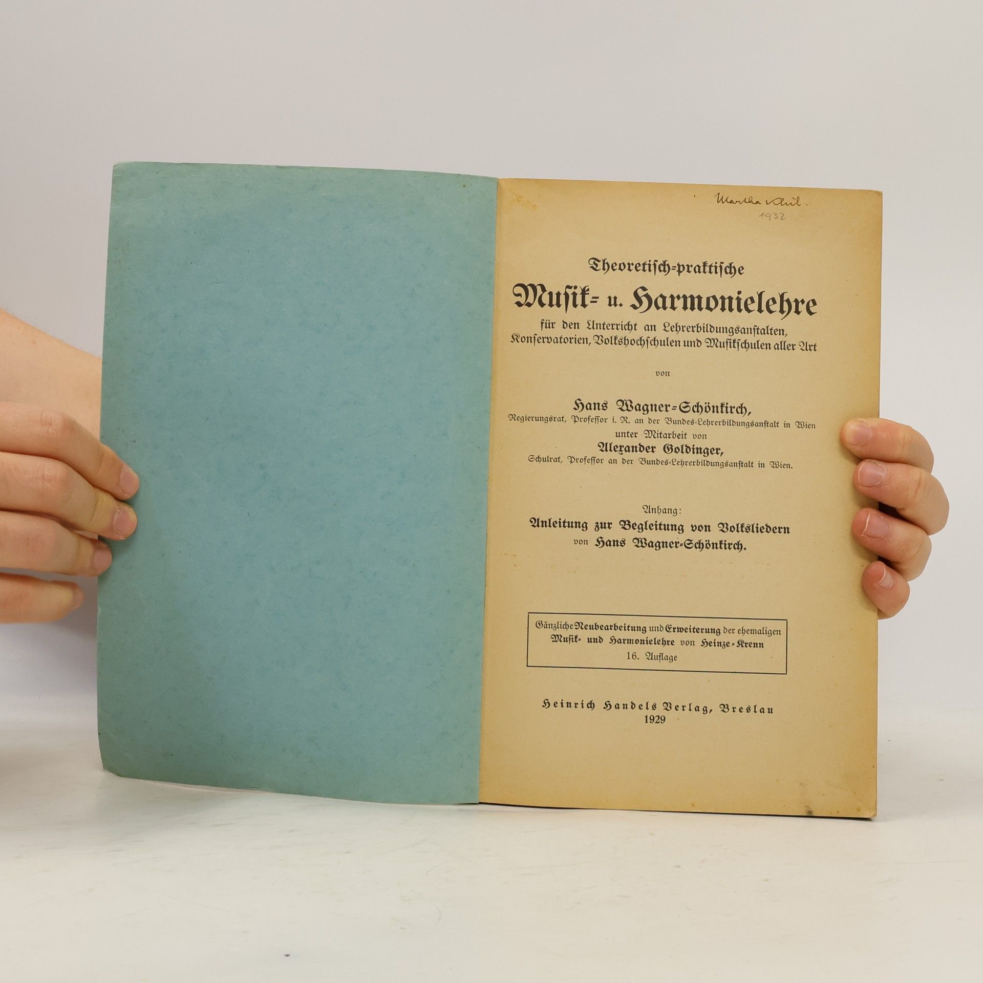 Hans Wagner-Schönkirch Theoretisch-praktische Musik- u. Harmonielehre