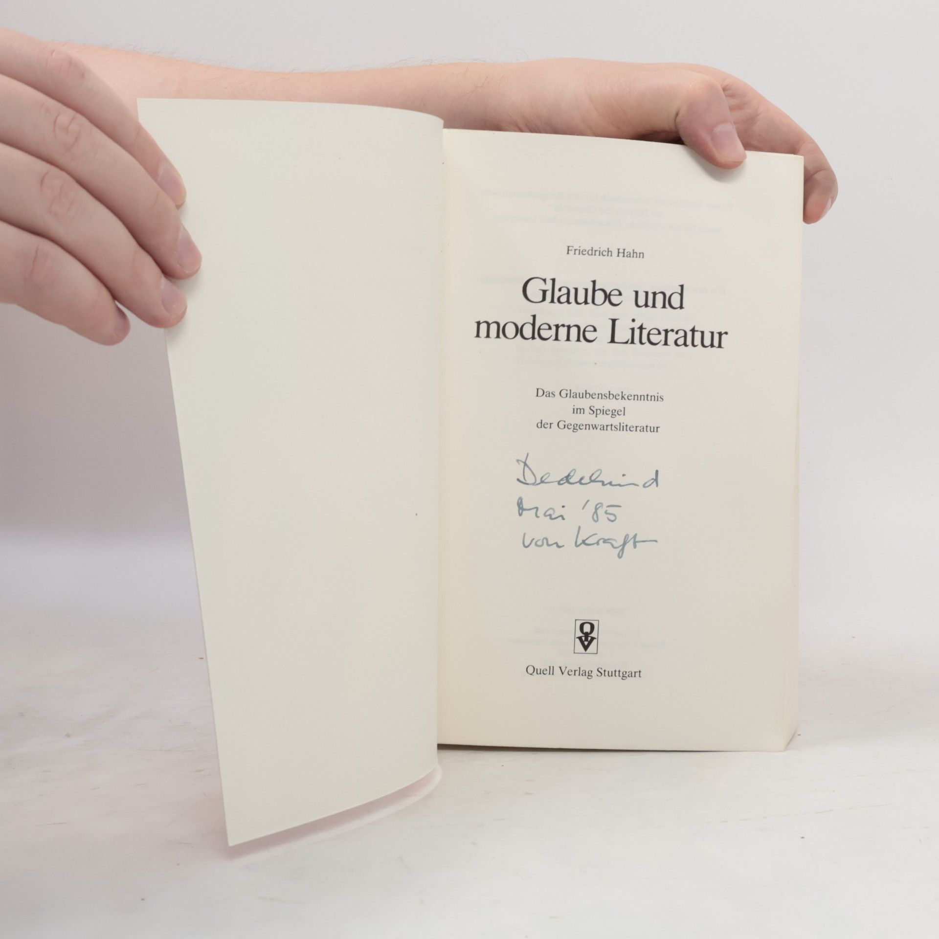 Friedrich Hahn Glaube und moderne Literatur