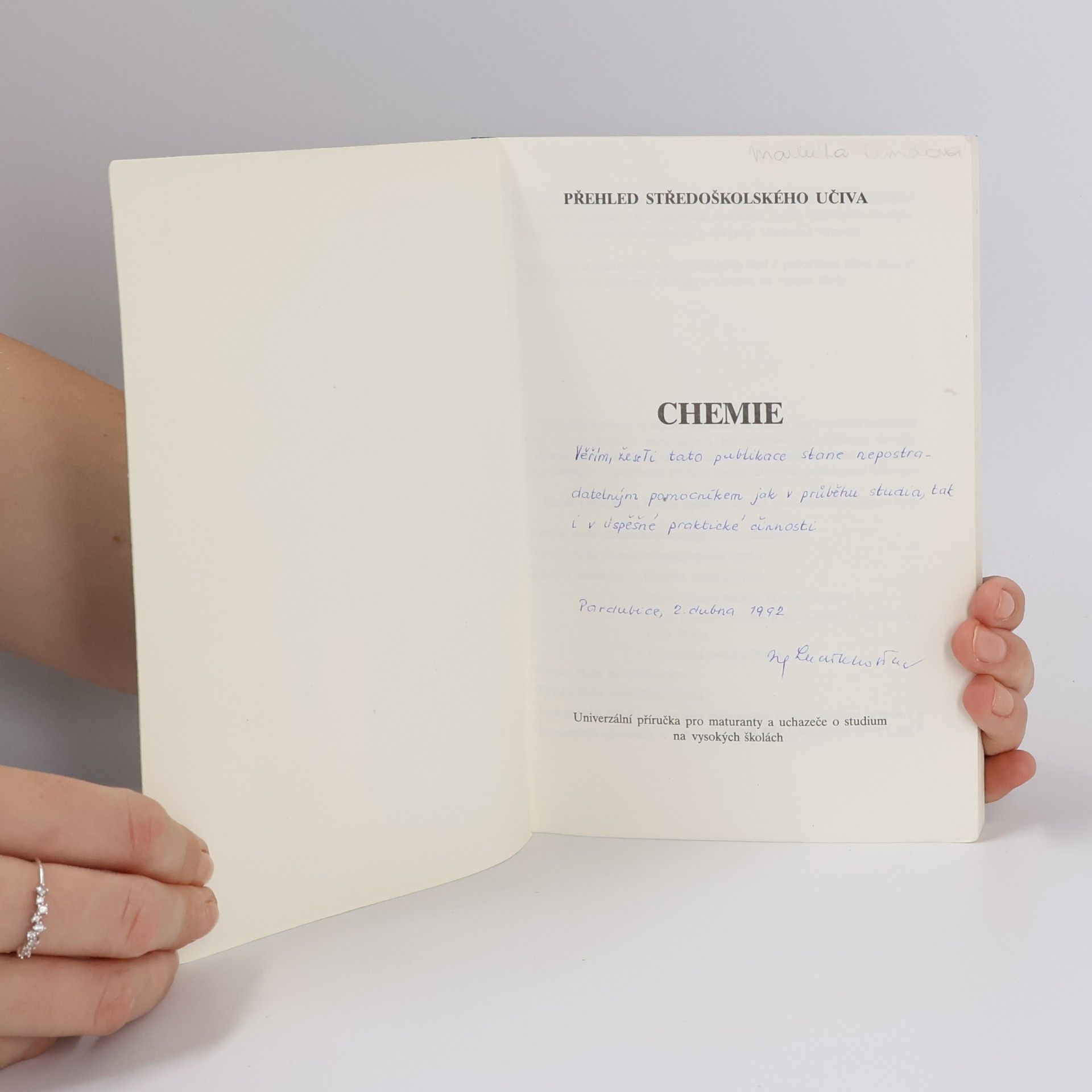 Ludvík Kosina Přehled středoškolského studia Chemie