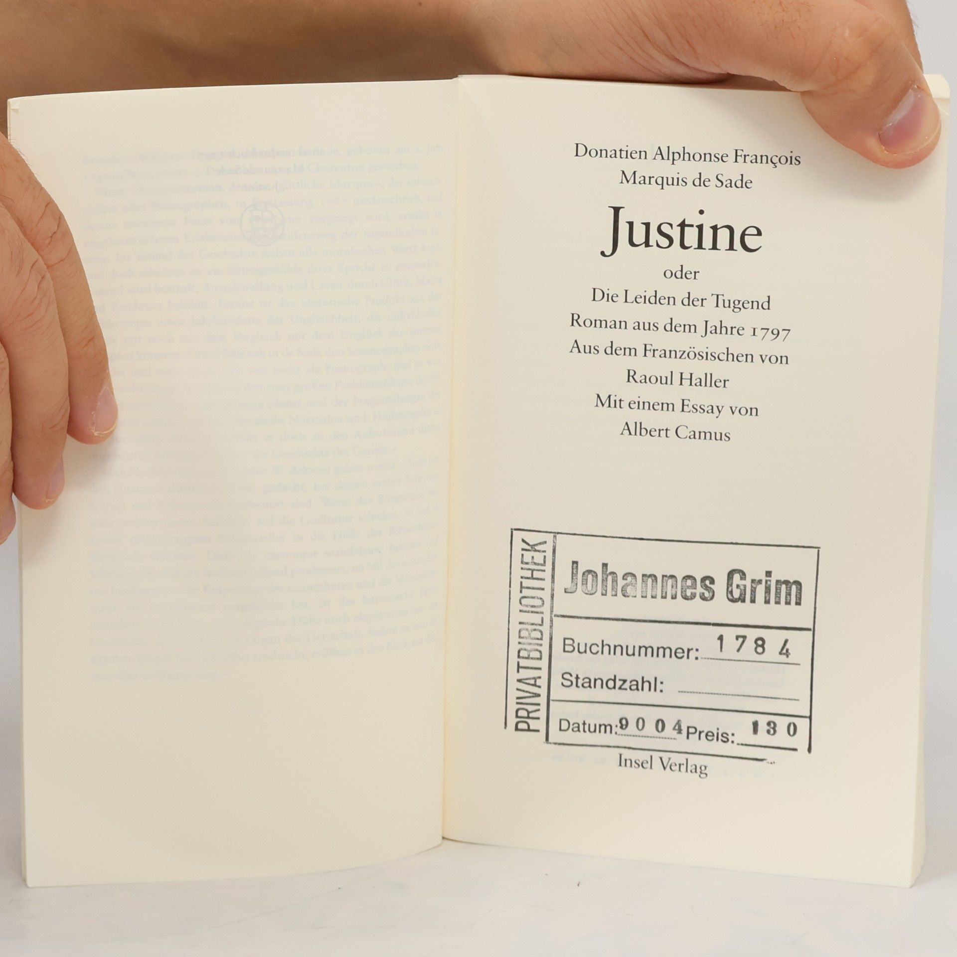 Marquis de Sade Justine