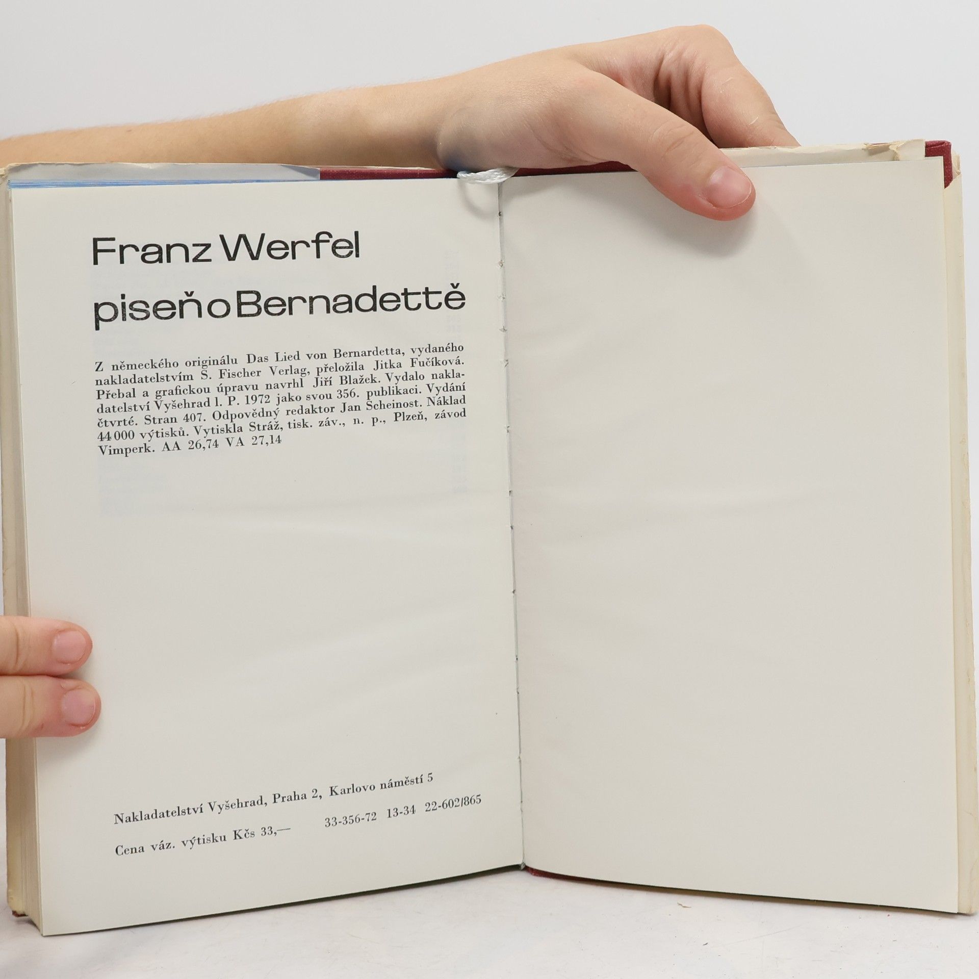 Franz Werfel Píseň o Bernadettě
