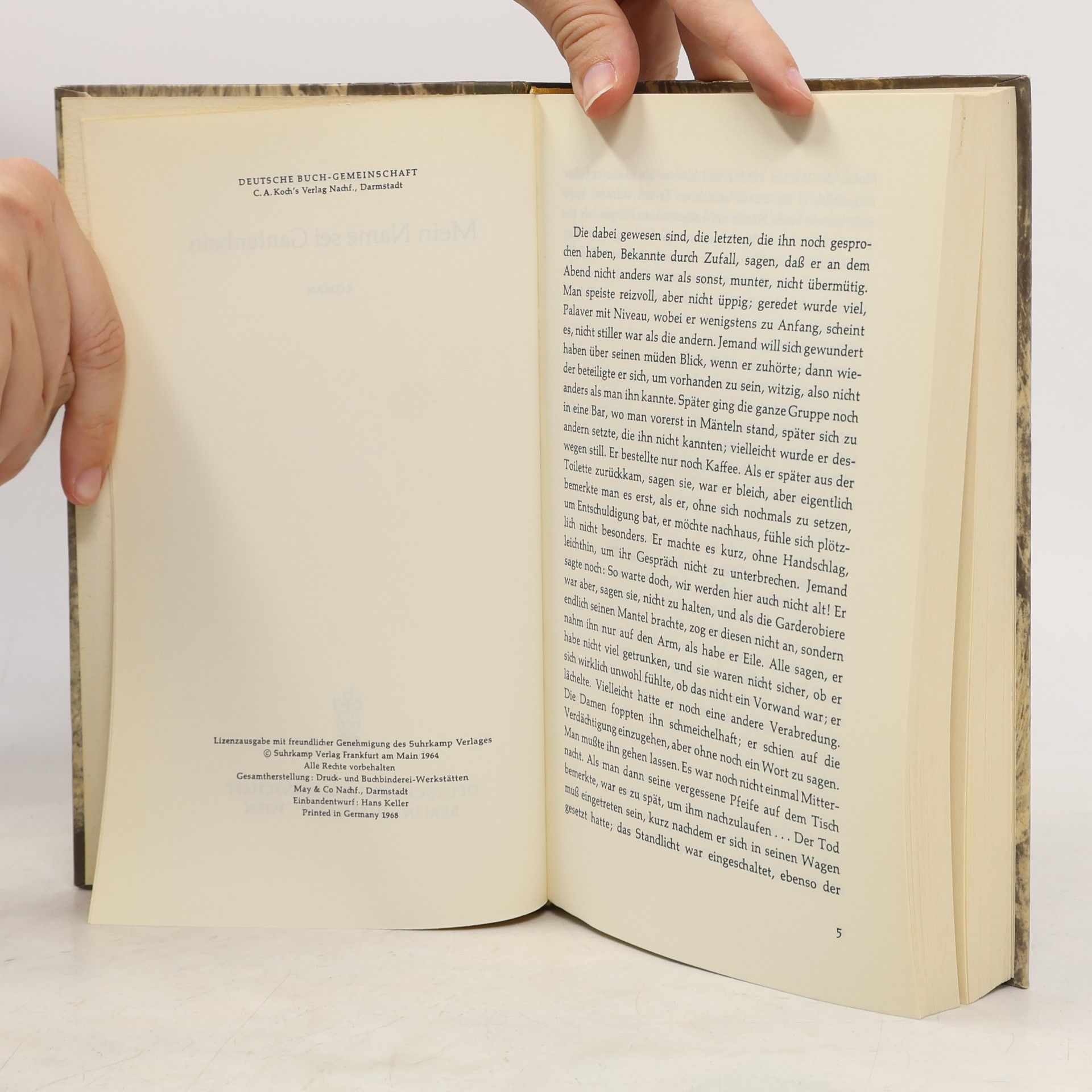 Max Frisch Mein Name sei Gantenbein