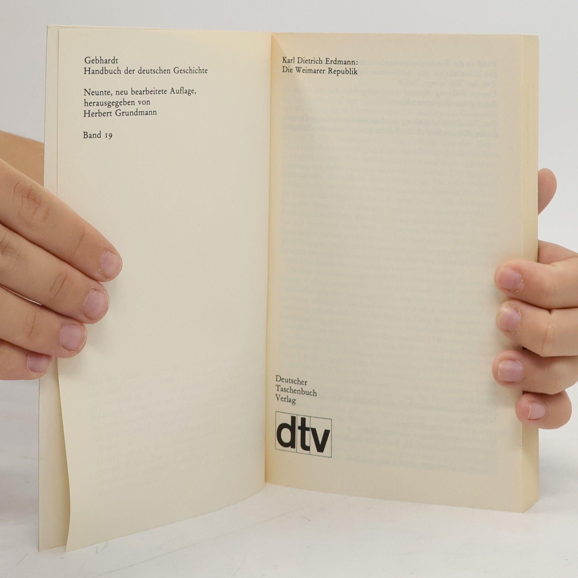 Karl Dietrich Erdmann Gebhardt Handbuch der Deutschen Geschichte 19. Die Weimarer Republik