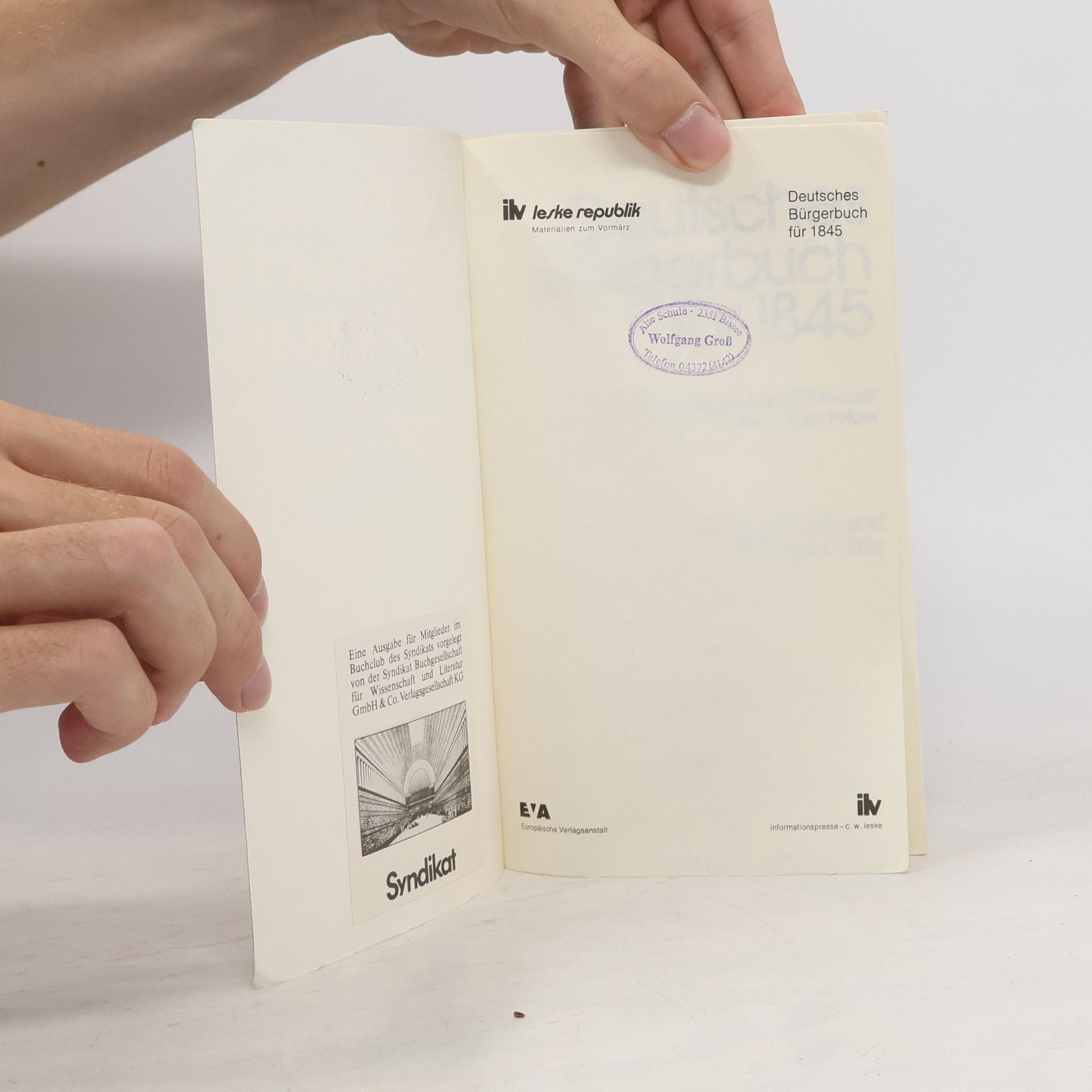 Rolf Schloesser Deutsches Bürgerbuch für 1845 [achtzehnhundertfünfundvierzig]