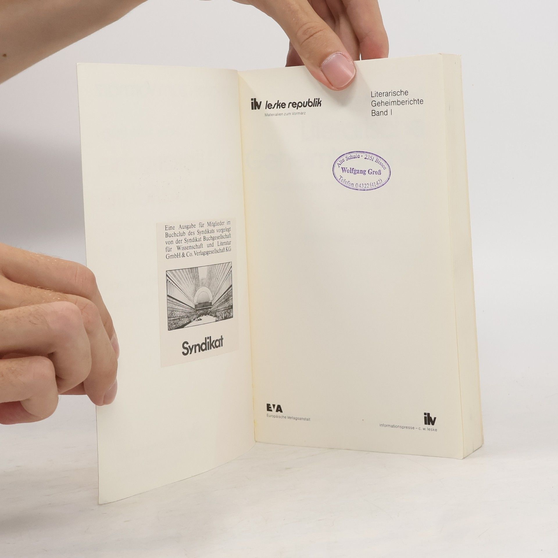 Hans Adler Materialien zum Vormärz - 1: Literarische Geheimberichte