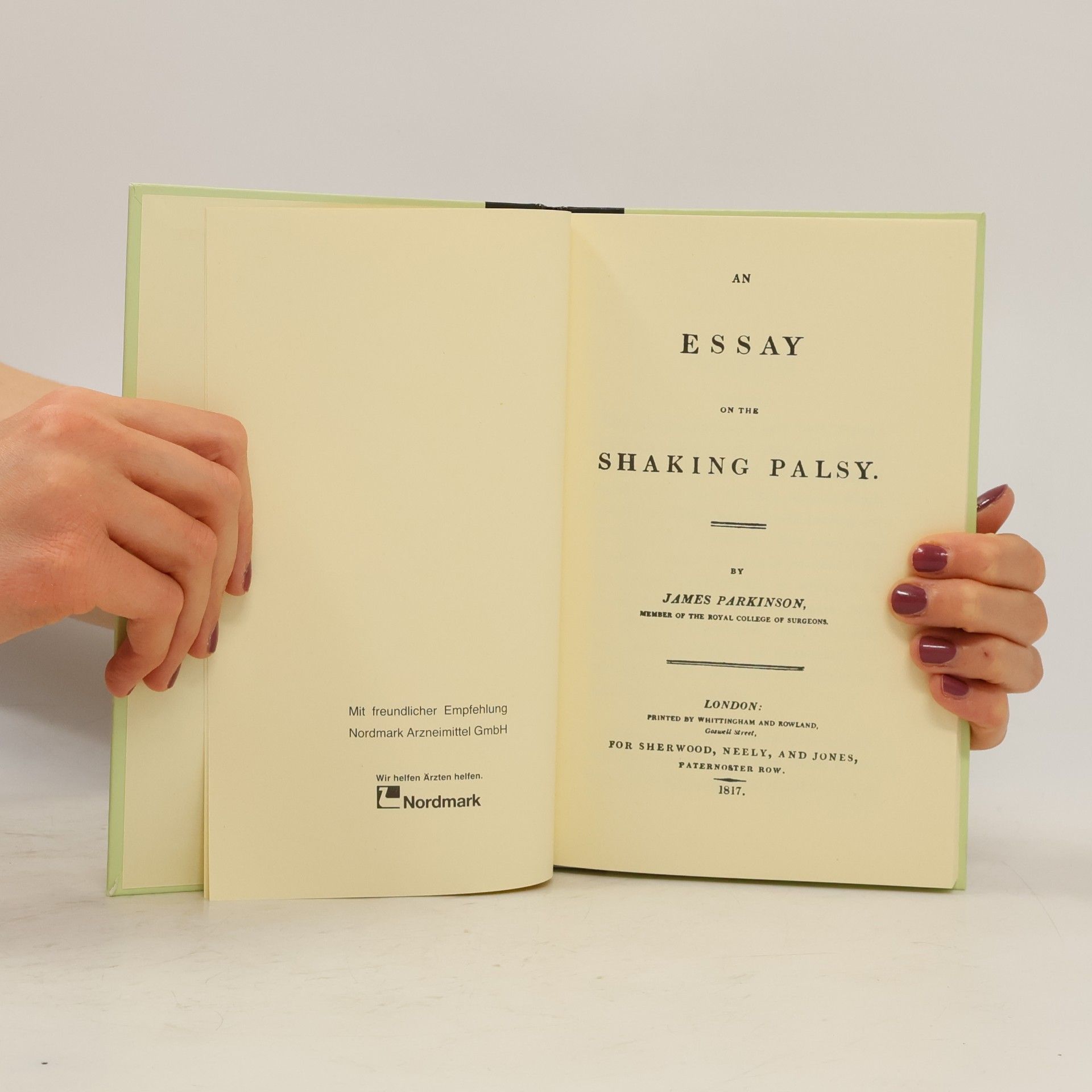 James Parkinson An Essay on the Shaking Palsy (reprint 1817)