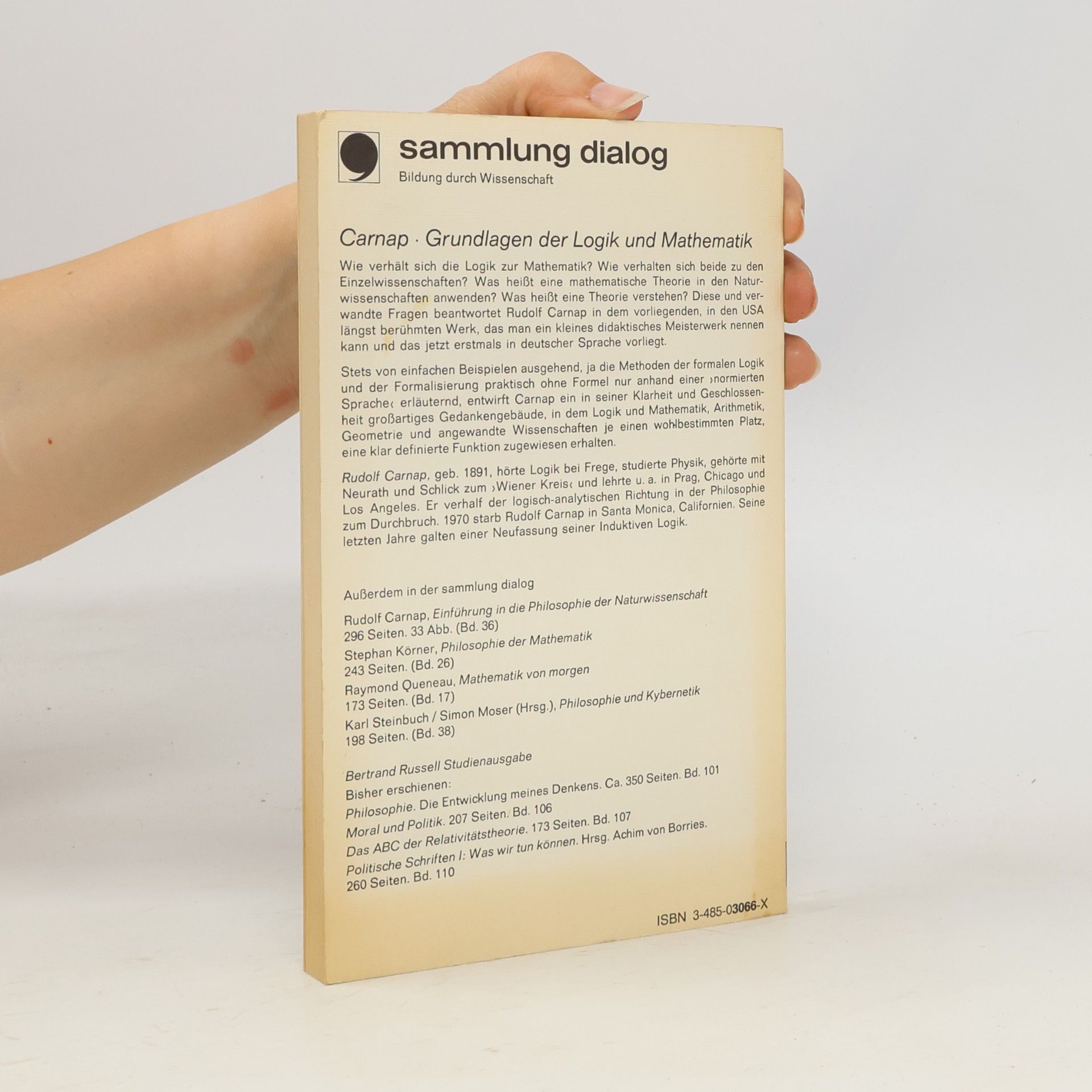 Rudolf Carnap Grundlagen der Logik und Mathematik