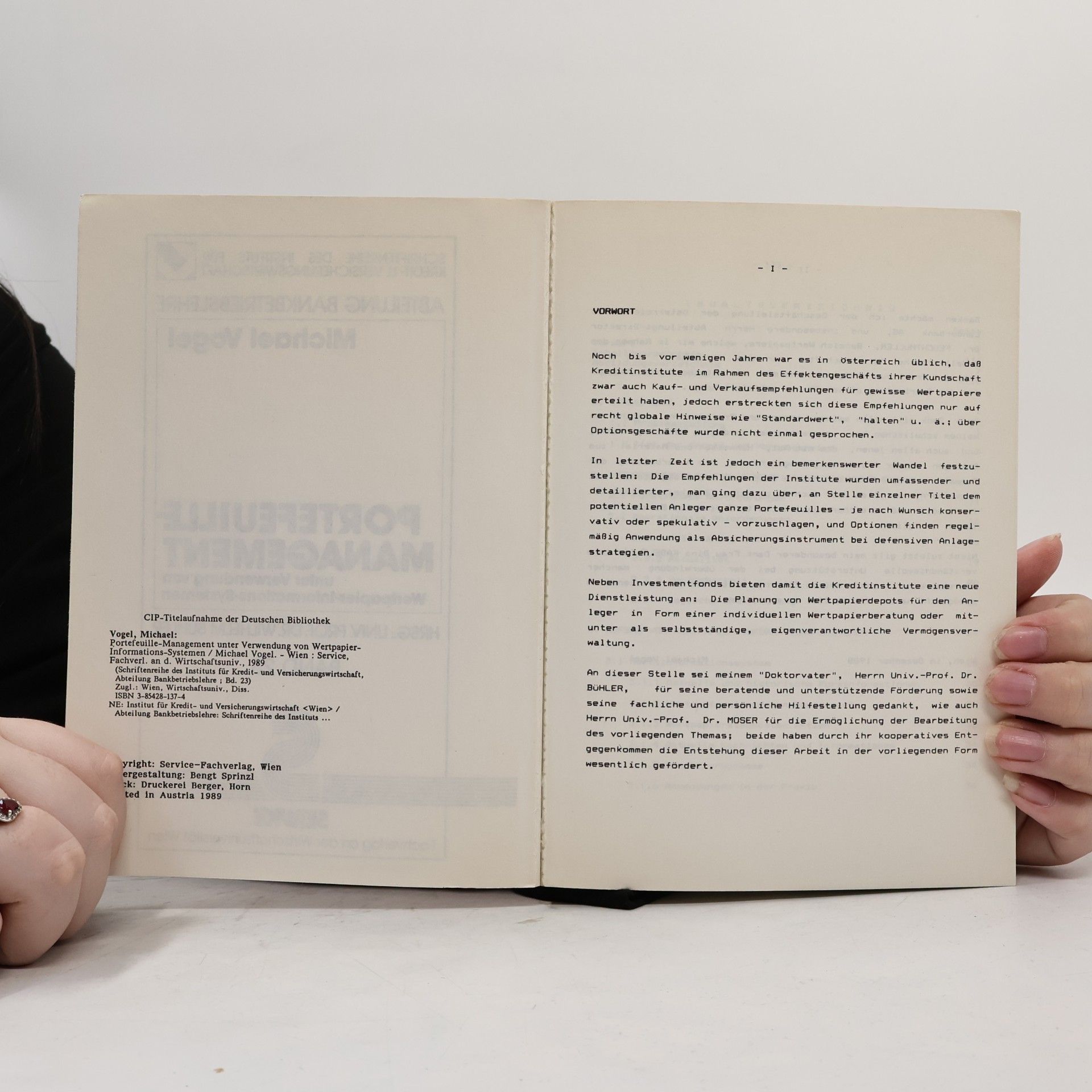 Michael Vogel Portefeuille-Management unter Verwendung von Wertpapier-Informations-Systemen