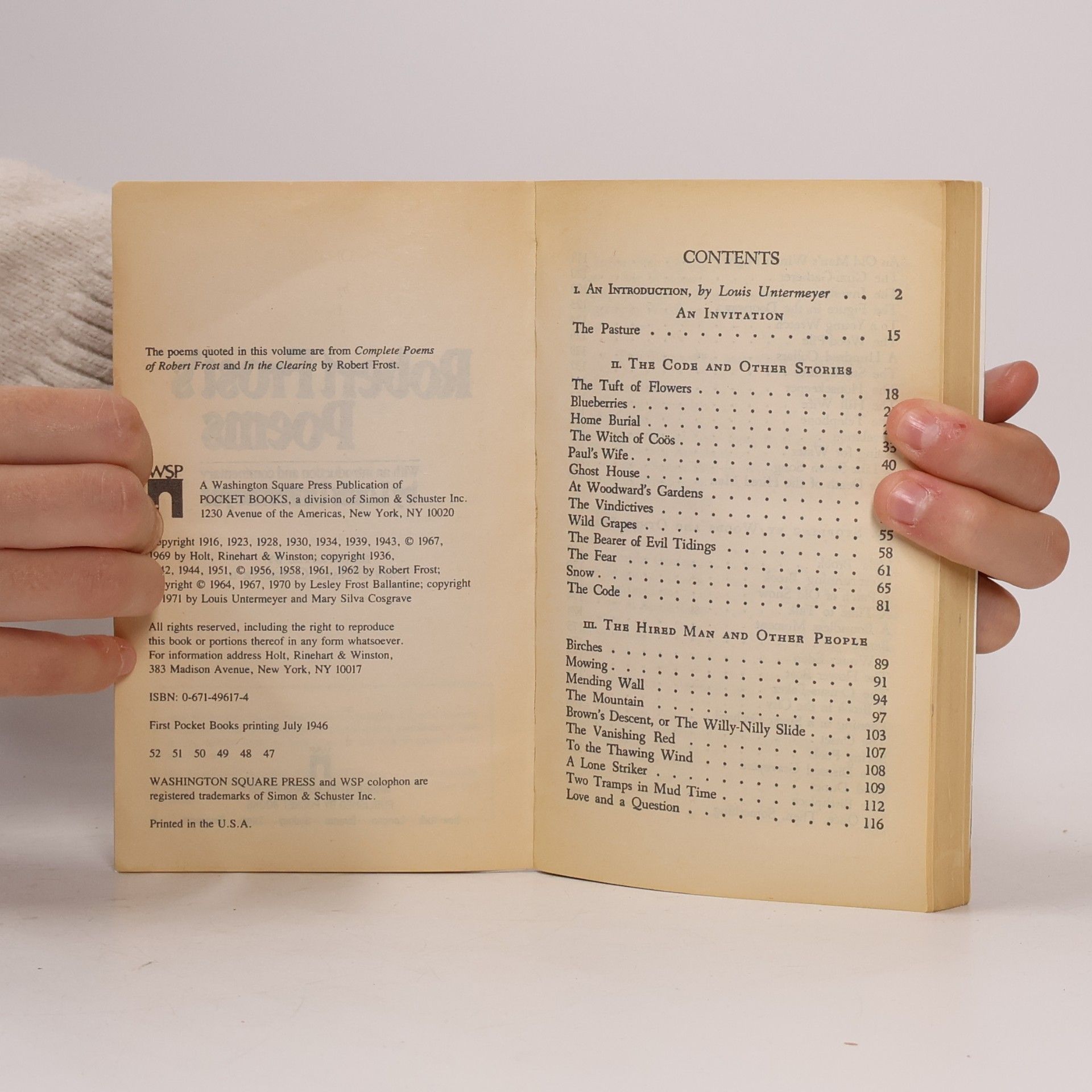 Louis Untermeyer Robert Frost's Poems: New Enlarged Anthology Of: With An Introduction And Commentary By Louis Untermeyer