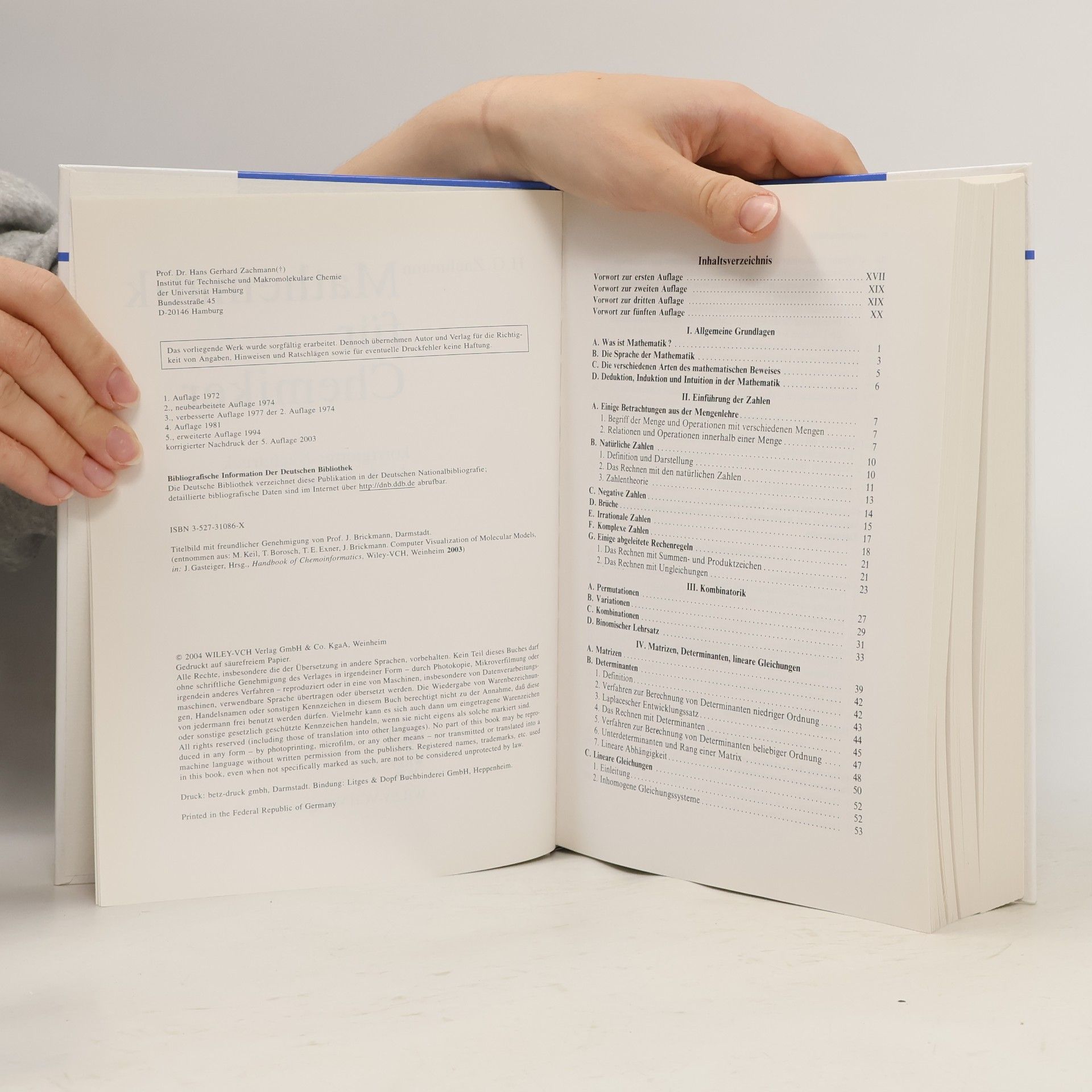 Hans Gerhard Zachmann Mathematik für Chemiker - Erweiterte Auflage
