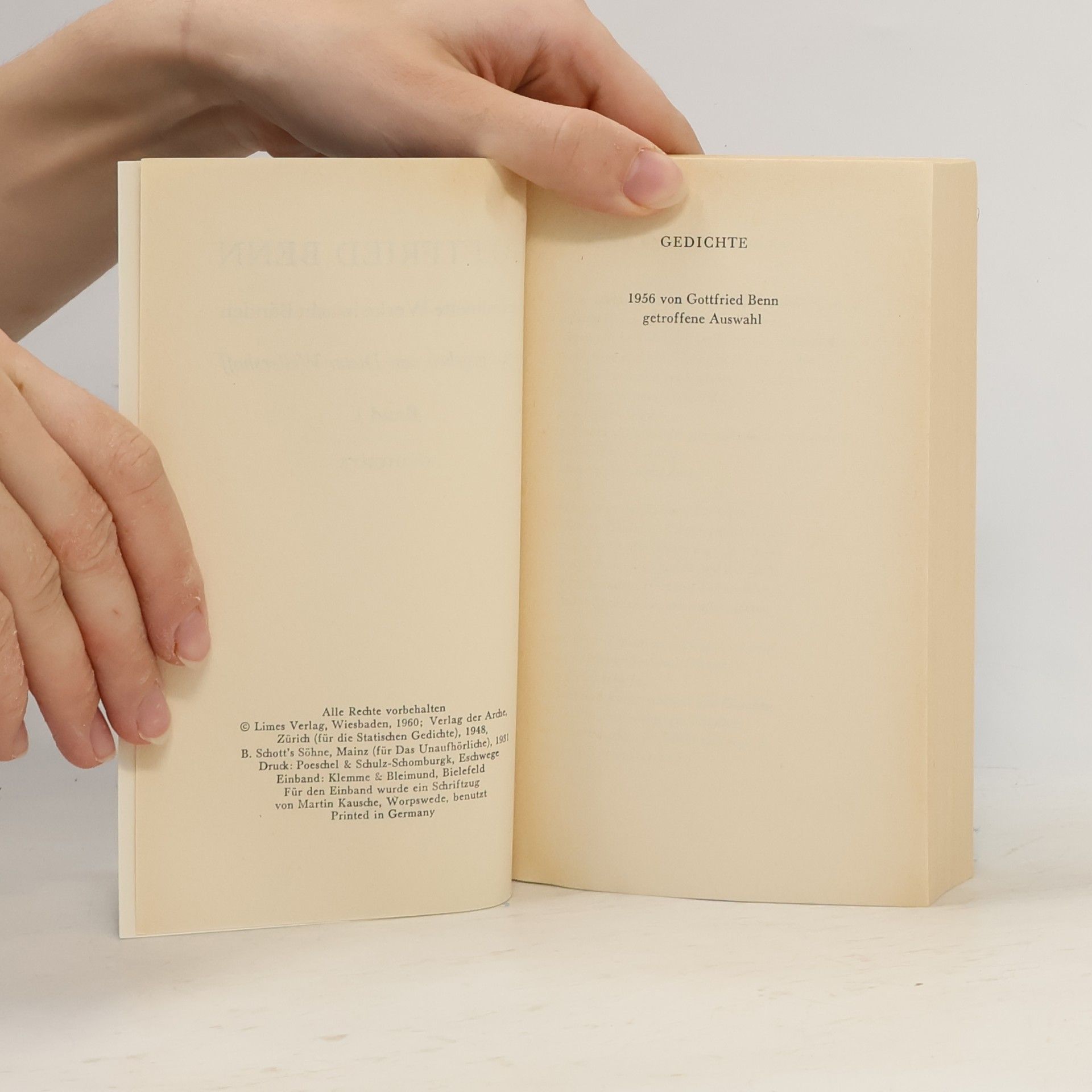 Gottfried Benn Gesammelte Werke 1. Gedichte