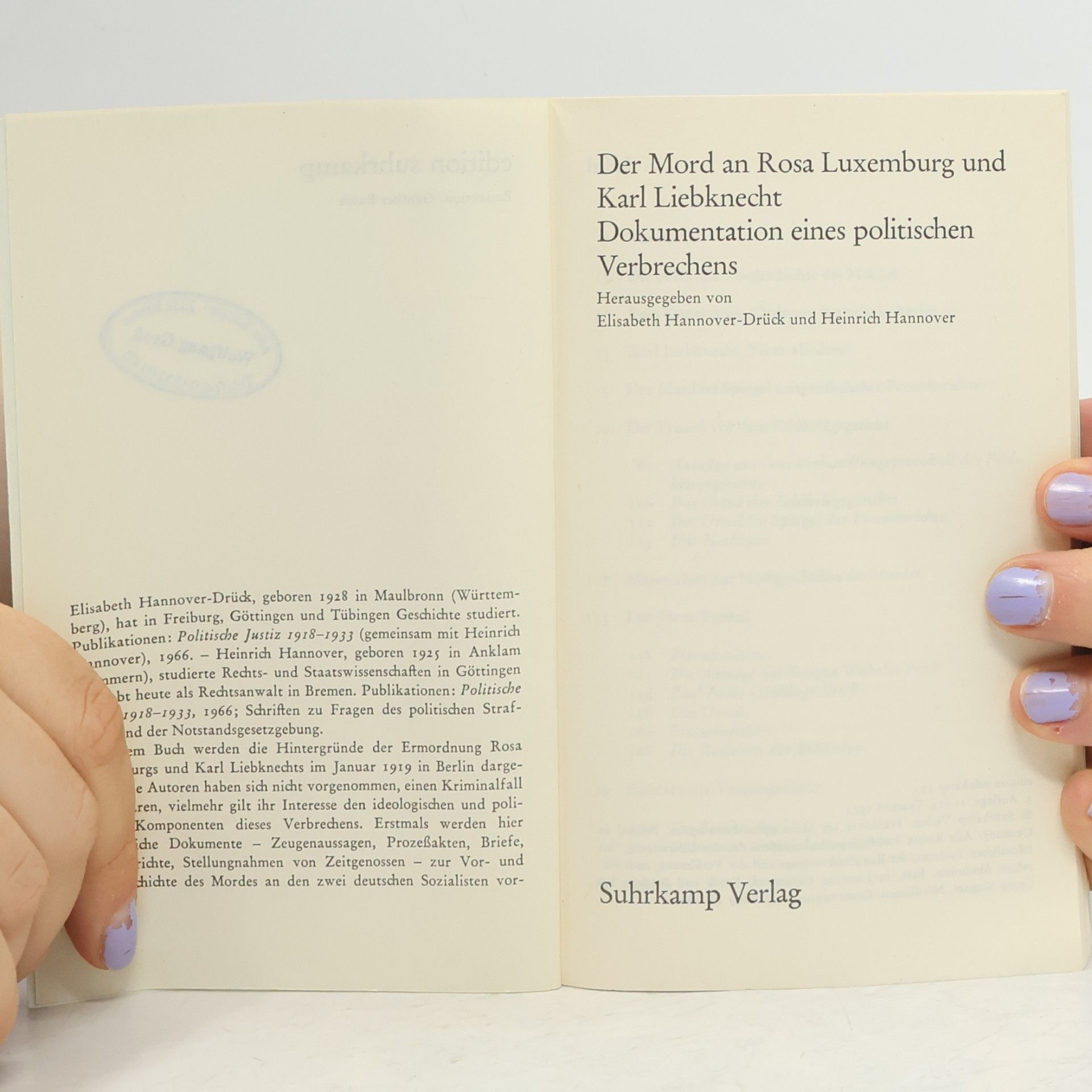 Elisabeth HannoverDrück Der Mord an Rosa Luxemburg und Karl Liebknecht