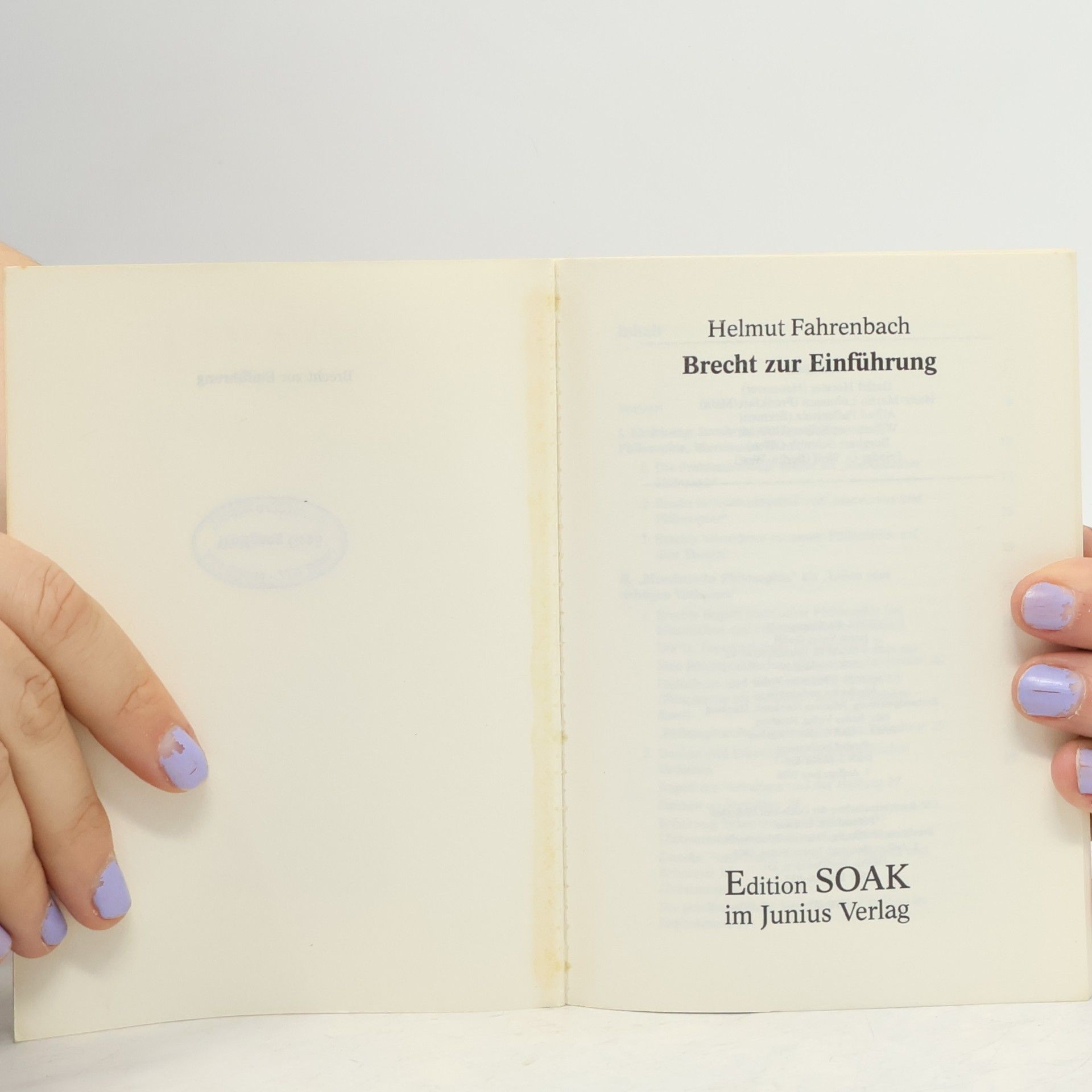 Helmut Fahrenbach Brecht zur Einführung