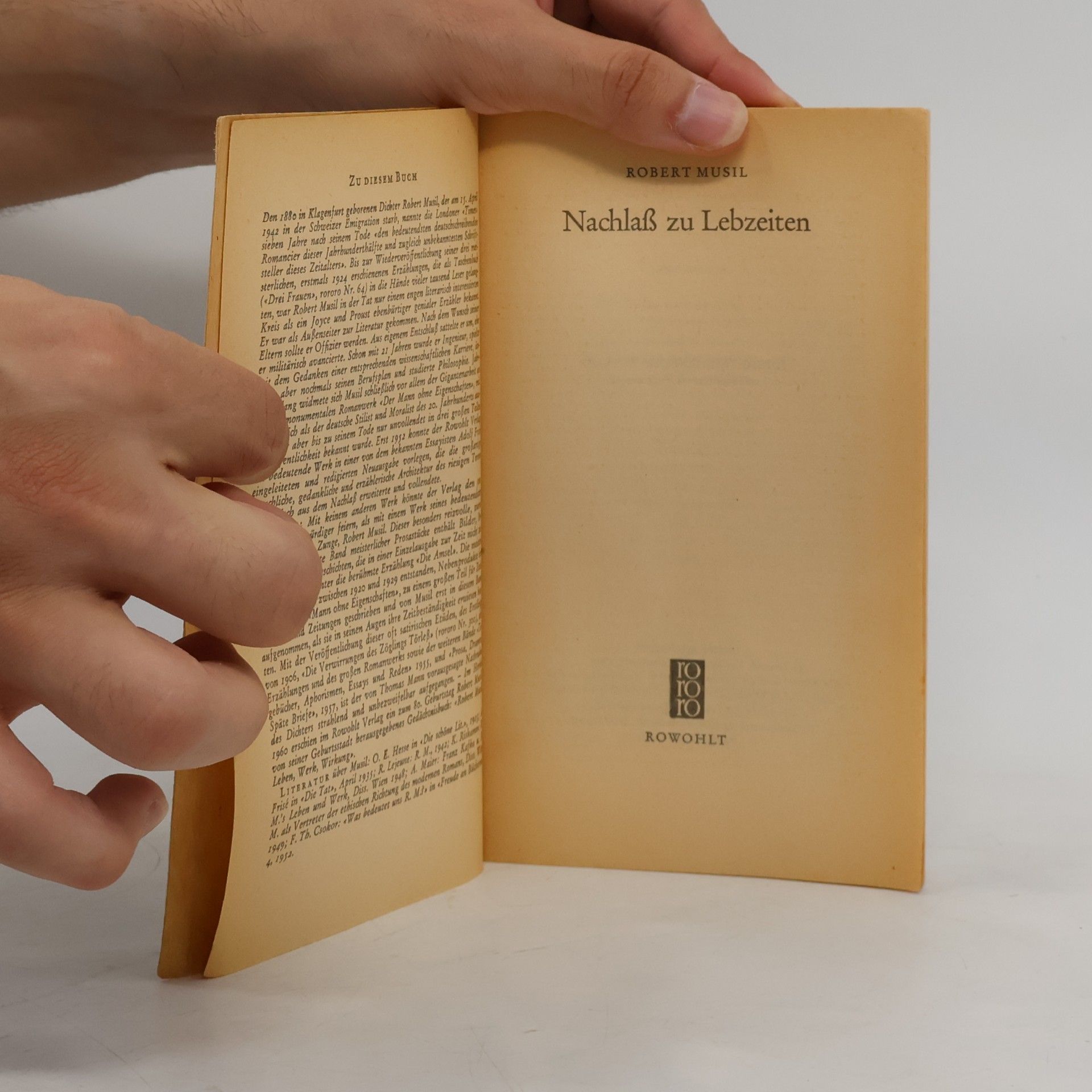Robert Musil Nachlass zu Lebzeiten