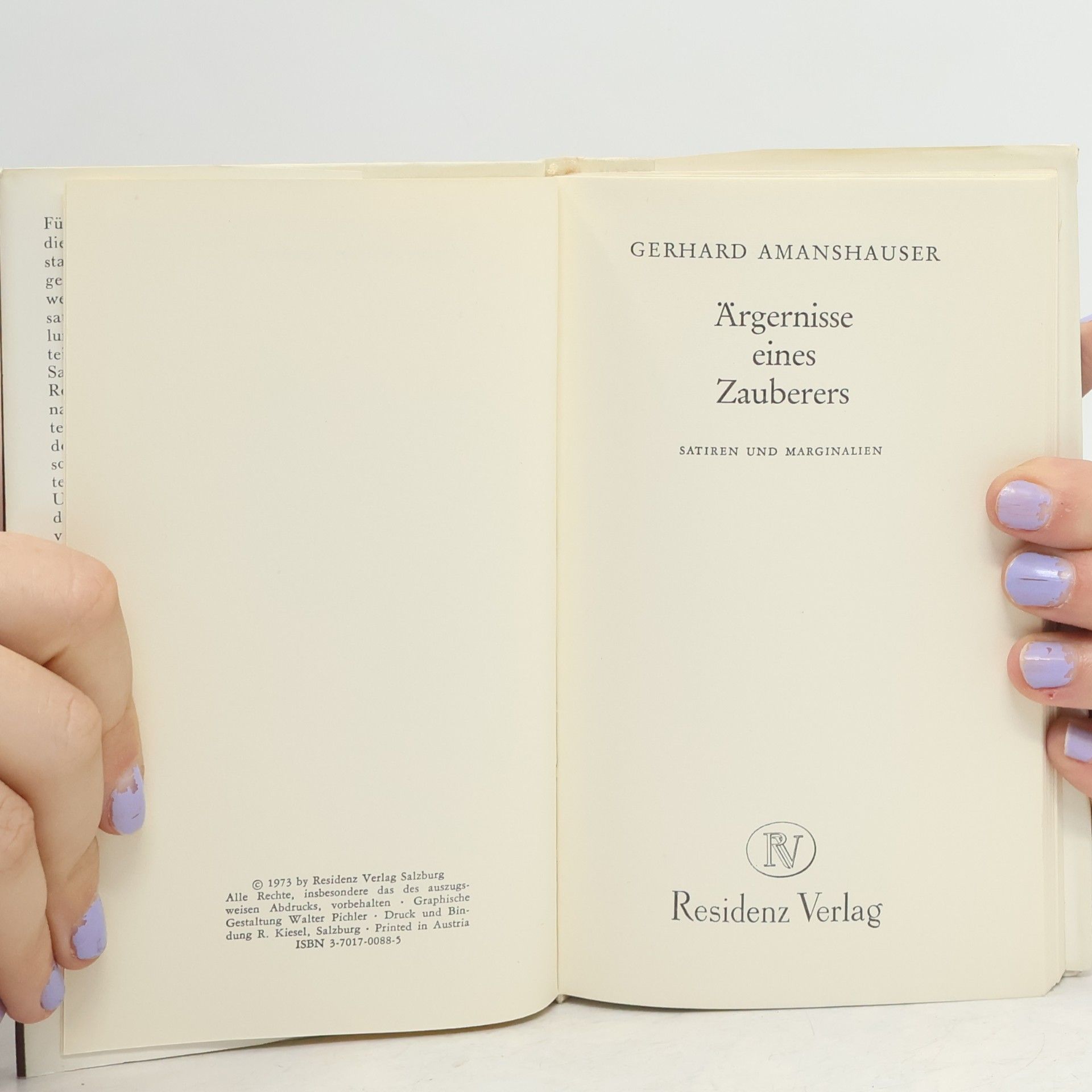 Gerhard Amanshauser Ärgernisse eines Zauberers
