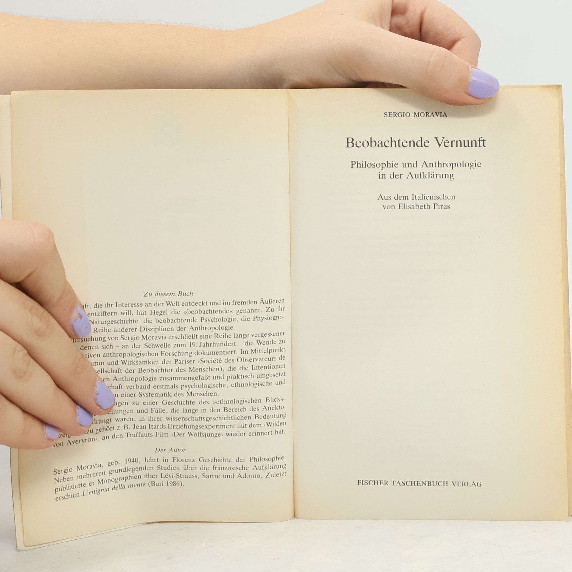 Sergio Moravia Beobachtende Vernunft