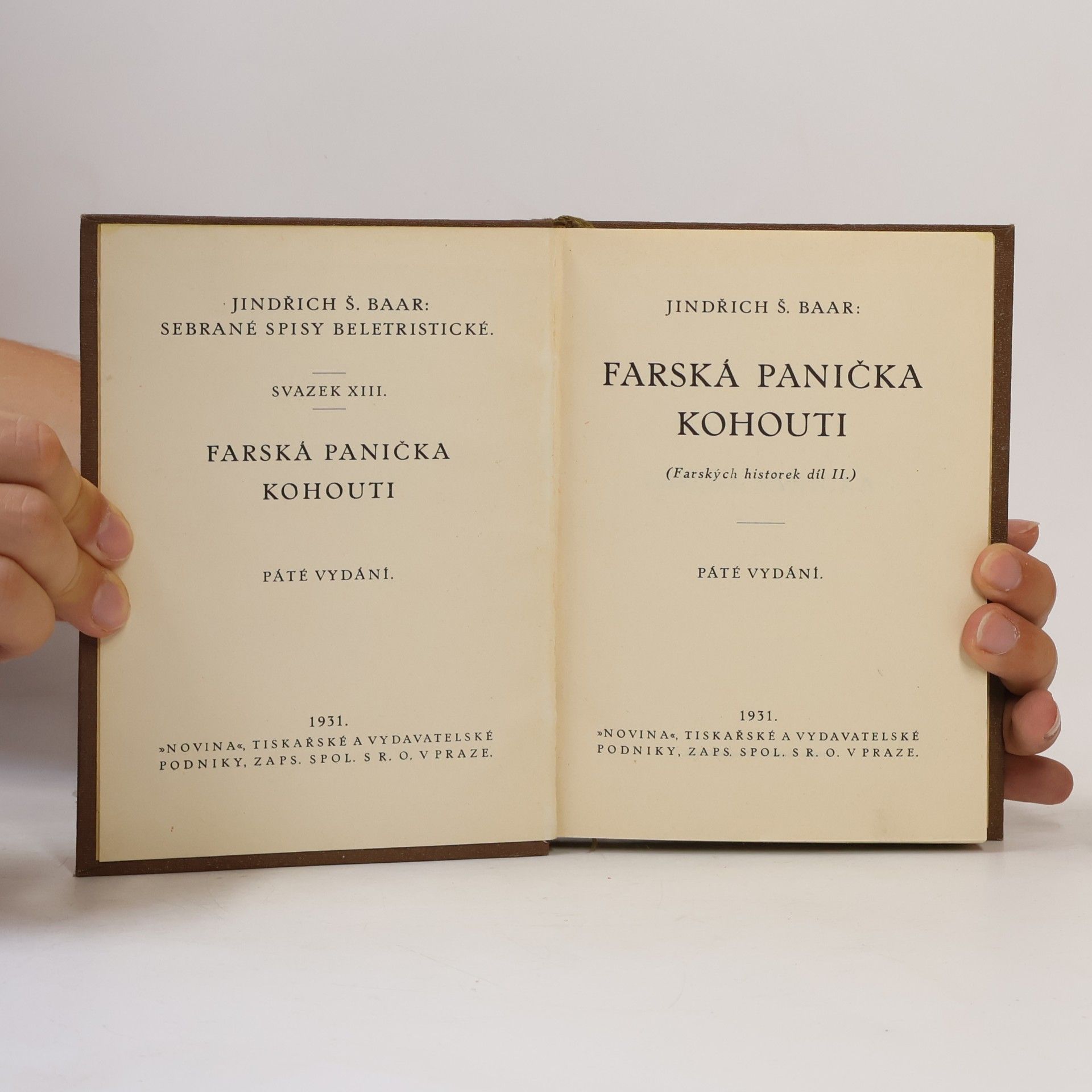 Jindřich Šimon Baar Farská panička. Kohouti