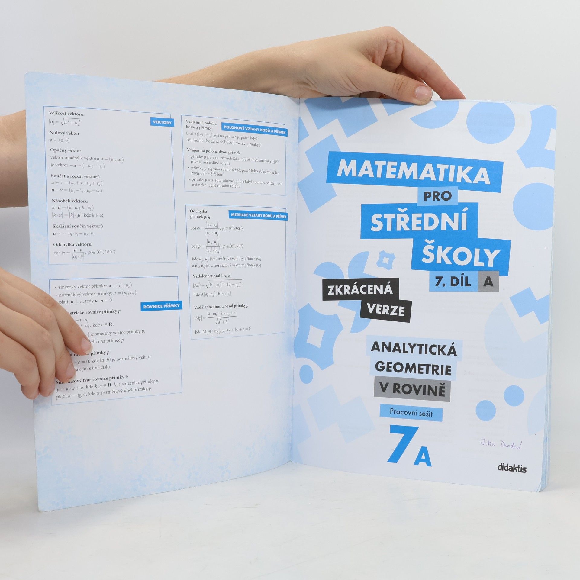 Jan Vondra Matematika pro střední školy. 7. díl A, Analytická geometrie v rovině