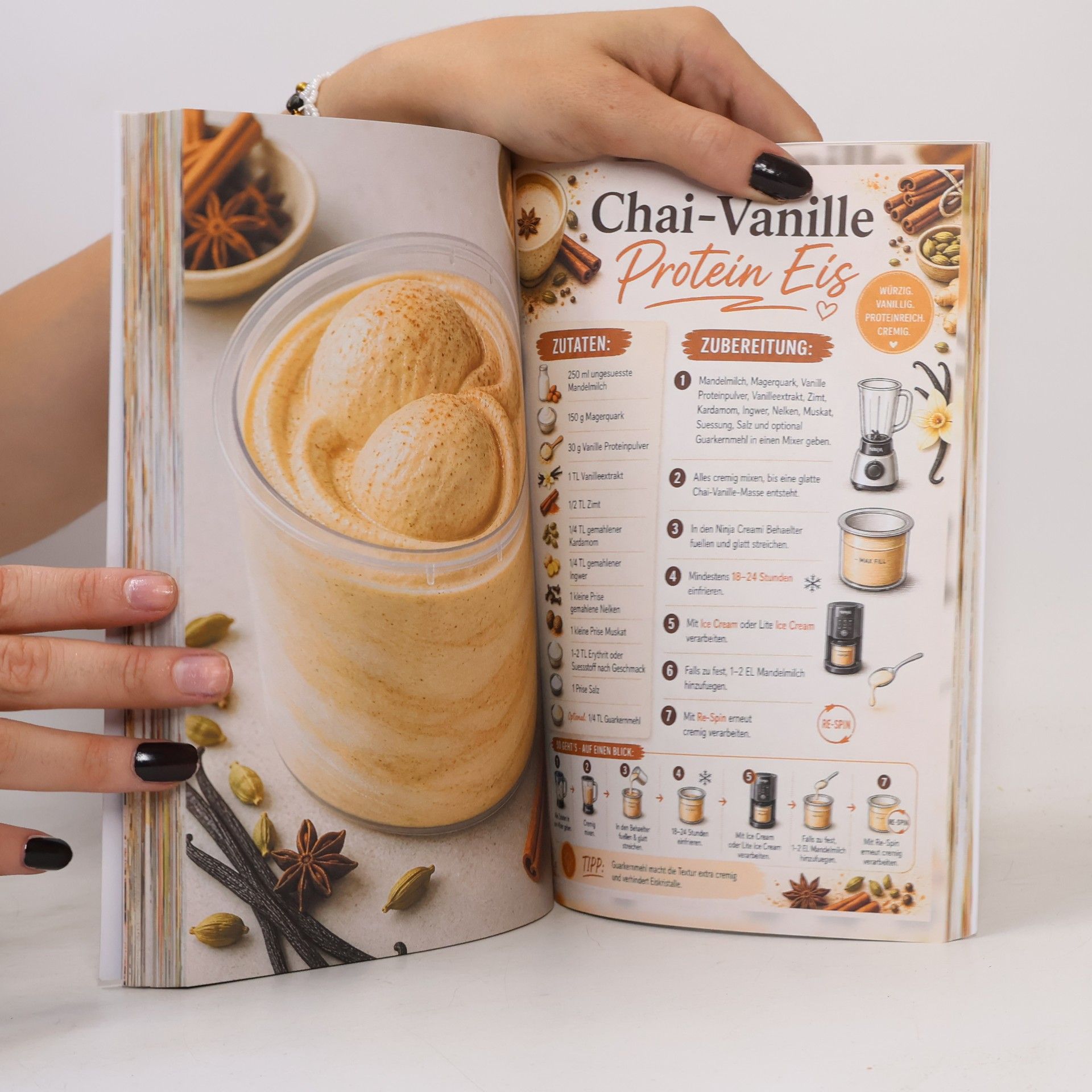 Nadine Eisenberg Ninja Creami Protein Rezeptbuch ohne Zucker: 100 cremige Eiscreme-, Sorbet- und Dessert-Rezepte für Fitness, Abnehmen und gesunden Genuss