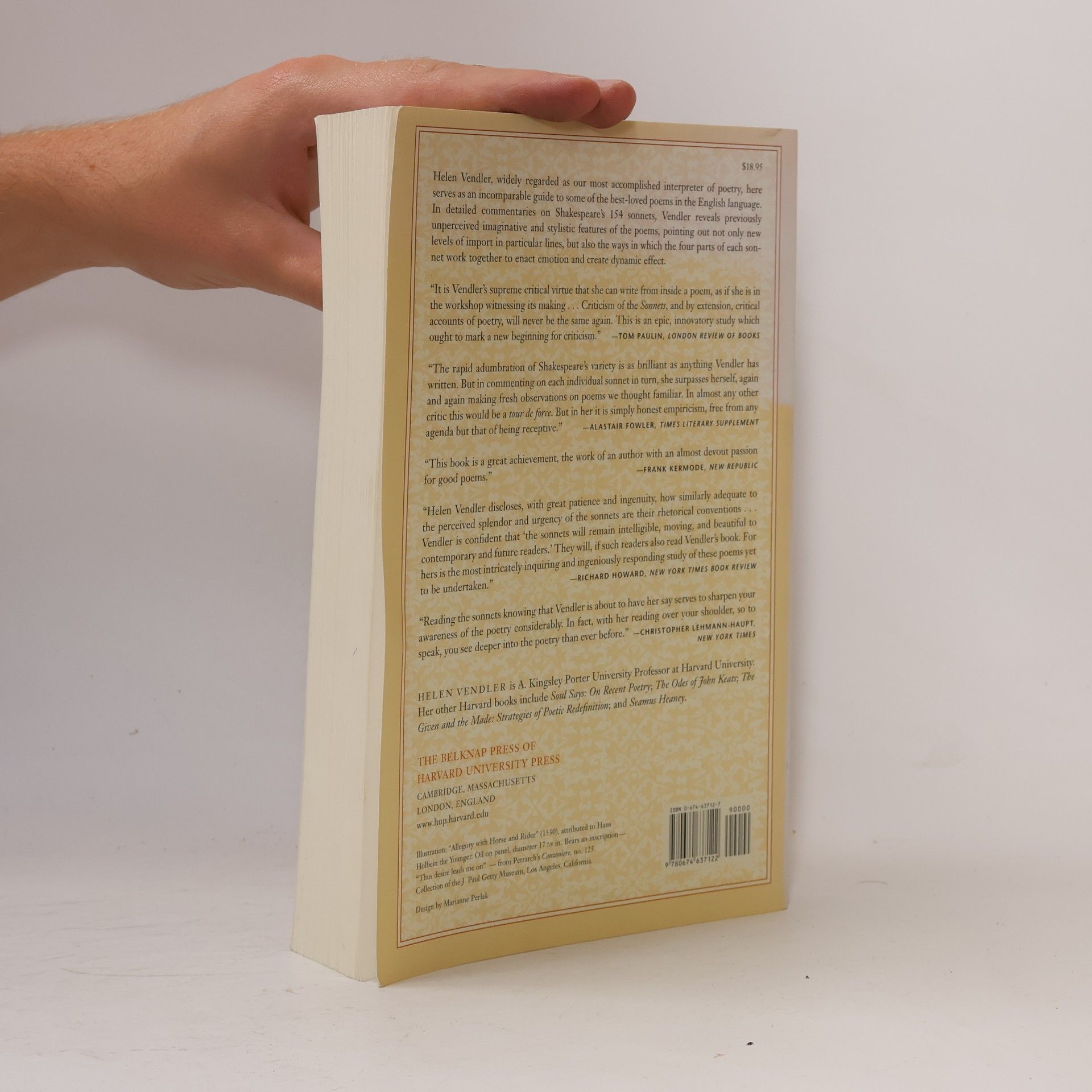 Helen Hennessy Vendler The Art of Shakespeare's Sonnets