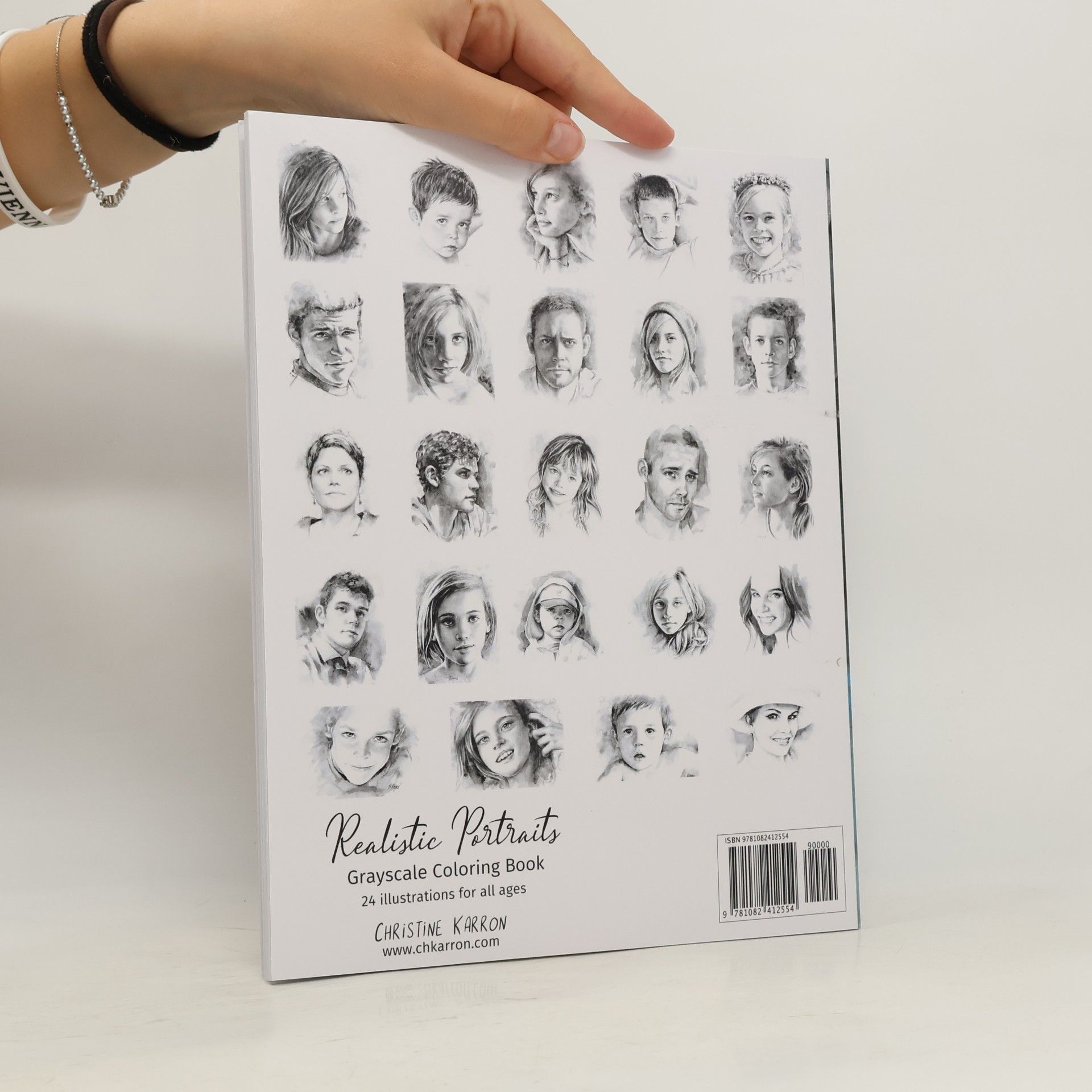 Christine Karron Realistic Portraits Grayscale Coloring Book