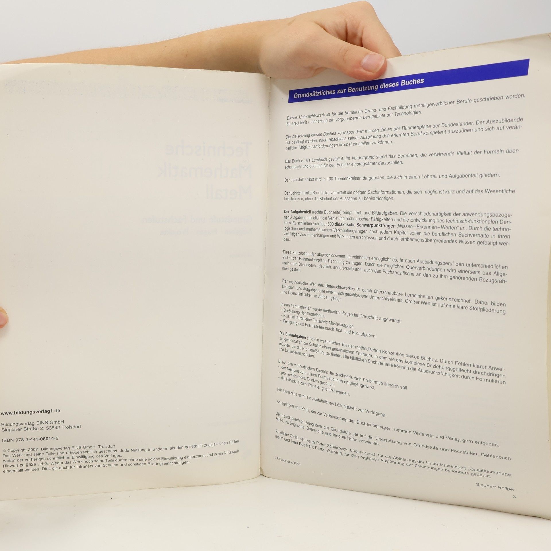 Siegbert Höllger Technische Mathematik Metall, Grundstufe und Fachstufen