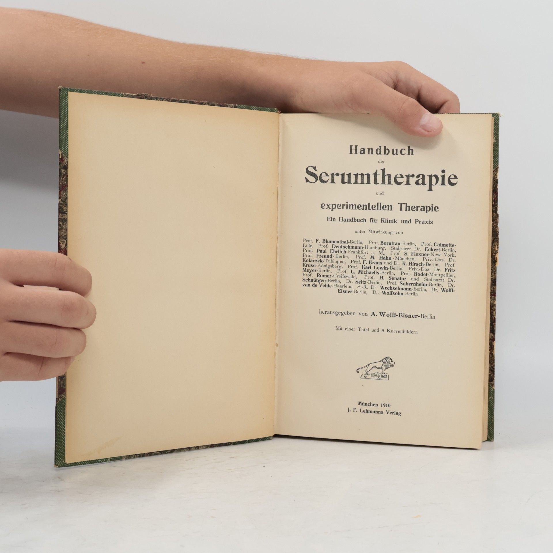 Alfred Wolff-Eisner Handbuch der Serumtherapie und experimentellen Therapie