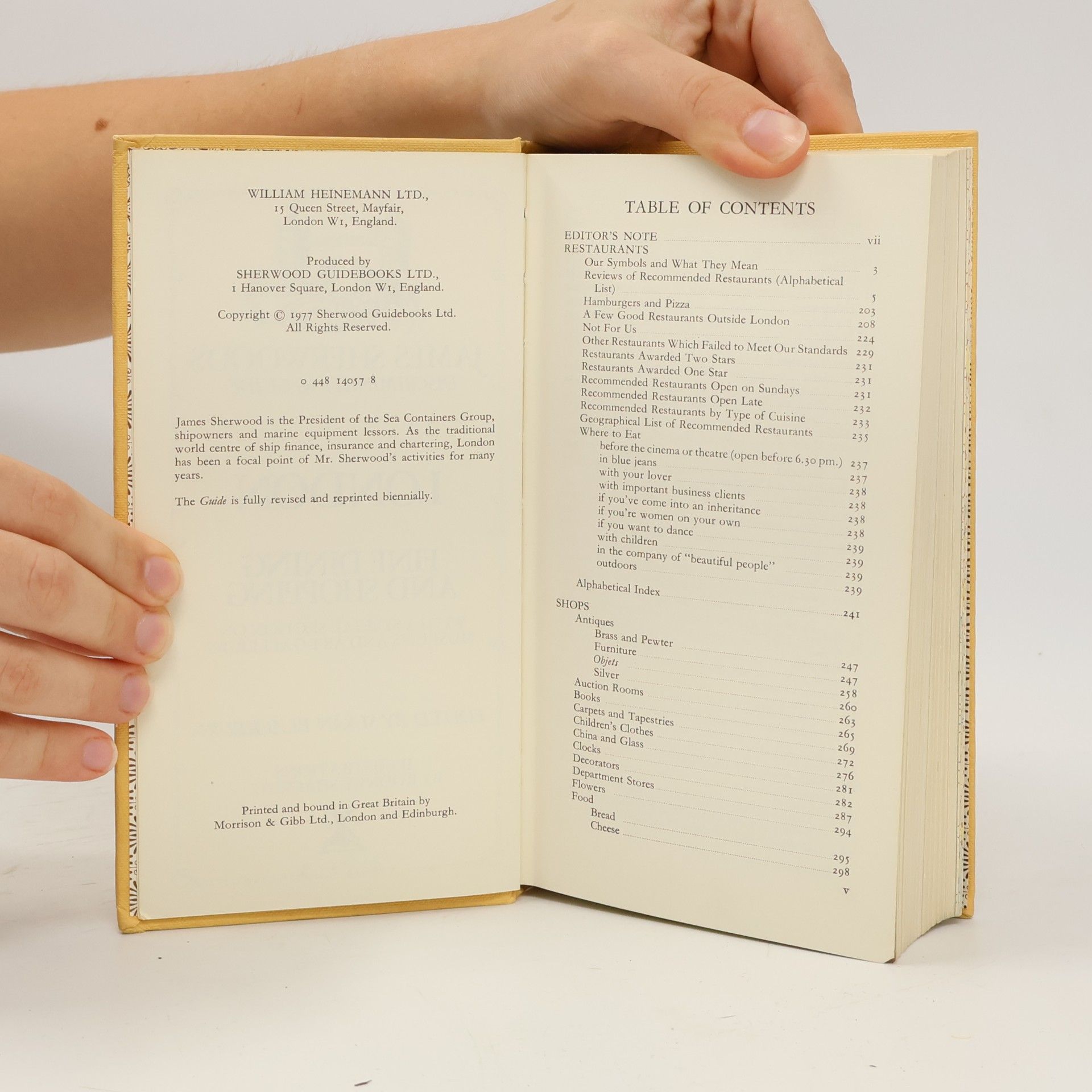 Various authors James Sherwood's Discriminating Guide to London