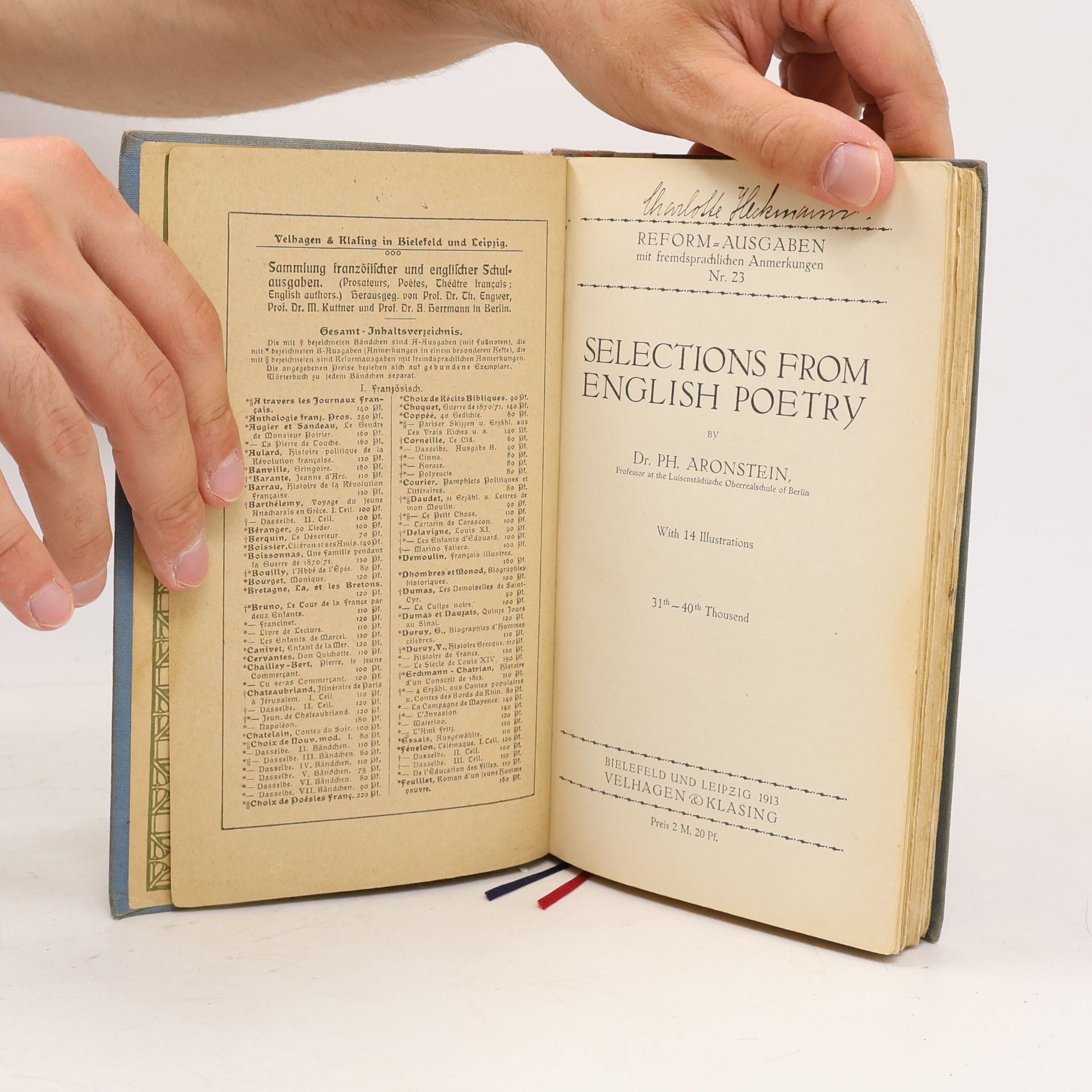 Prof. Dr. PH. Aronstein Selections from English Poetry