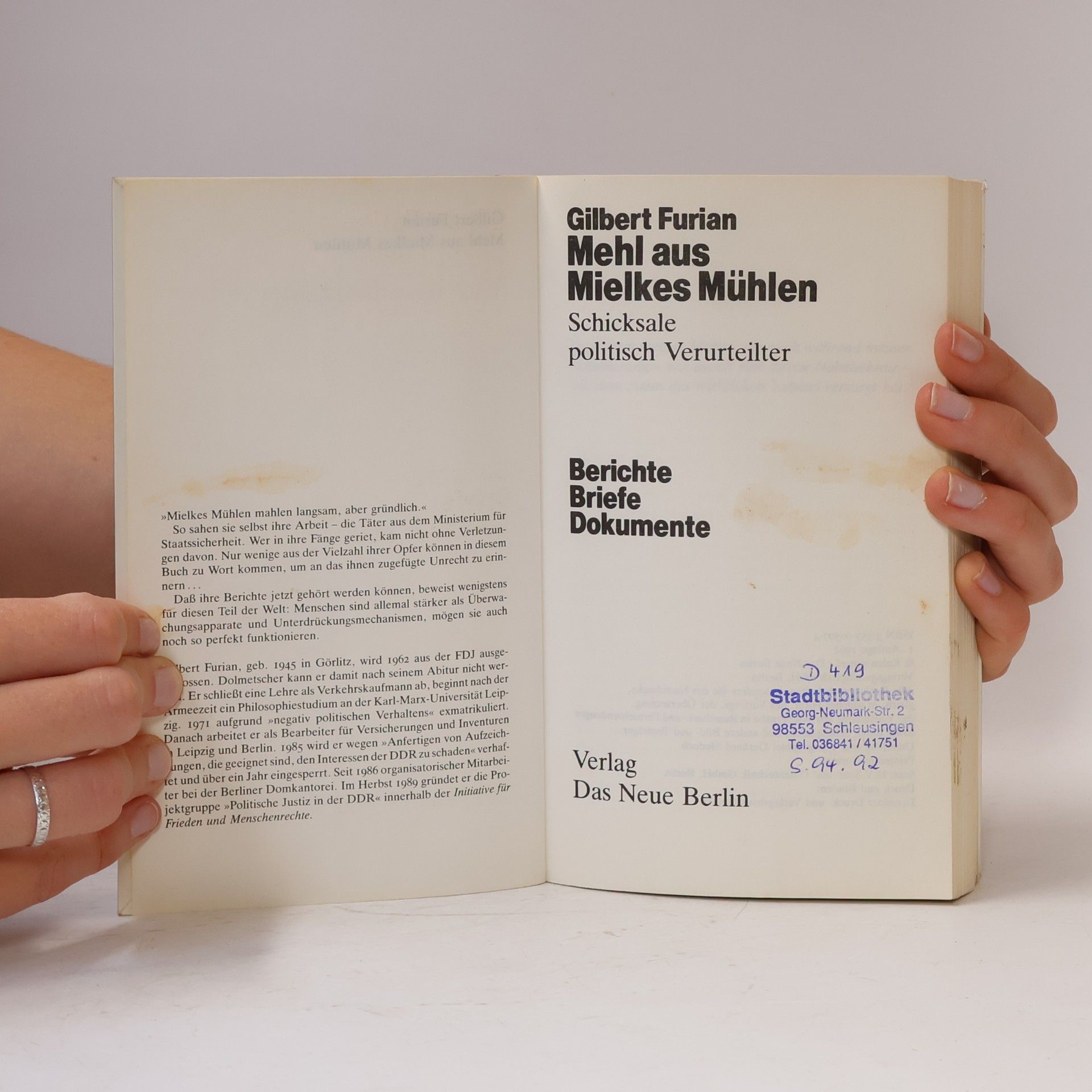 Gilbert Furian Mehl aus Mielkes Mühlen