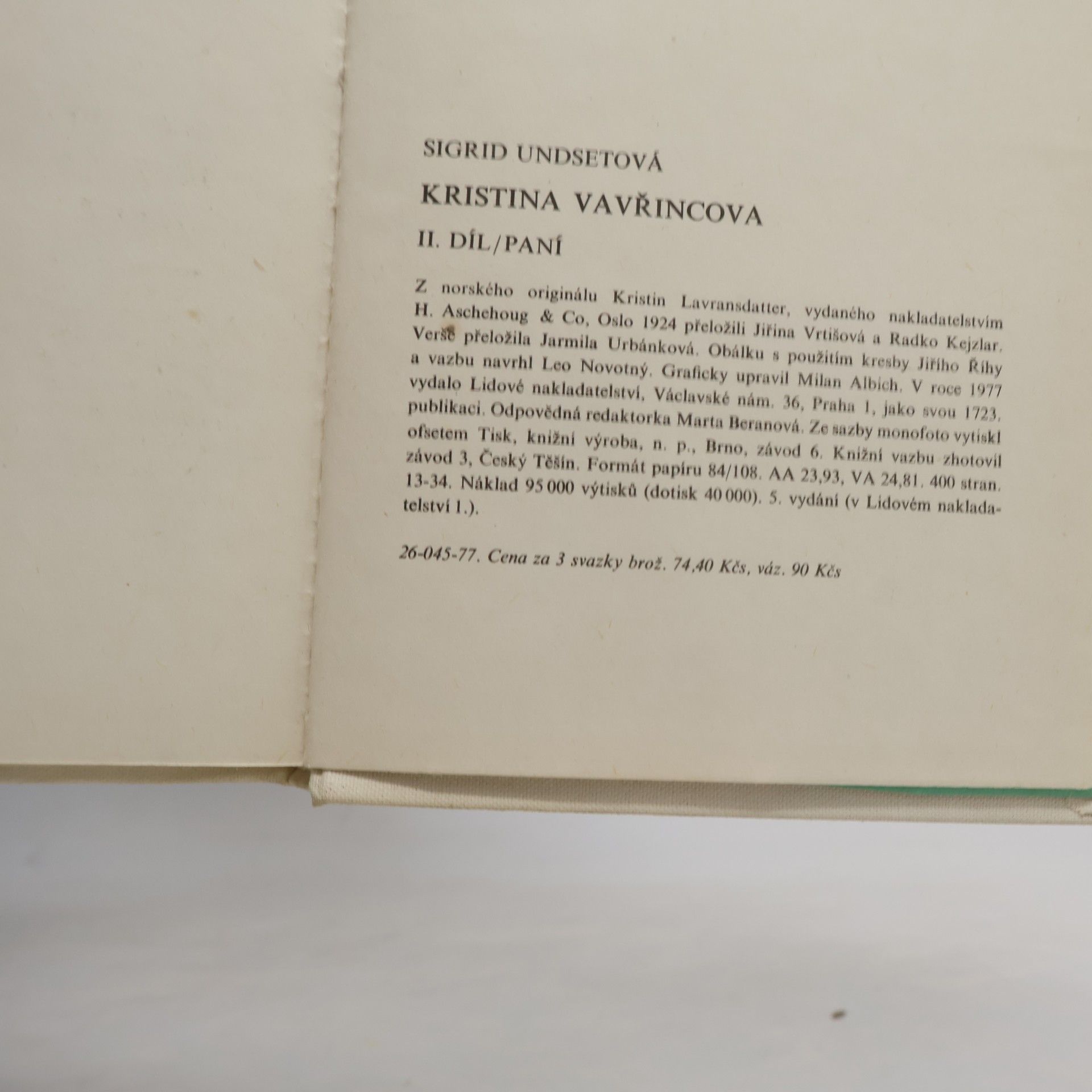 Sigrid Undset Kristina Vavřincová II. Paní