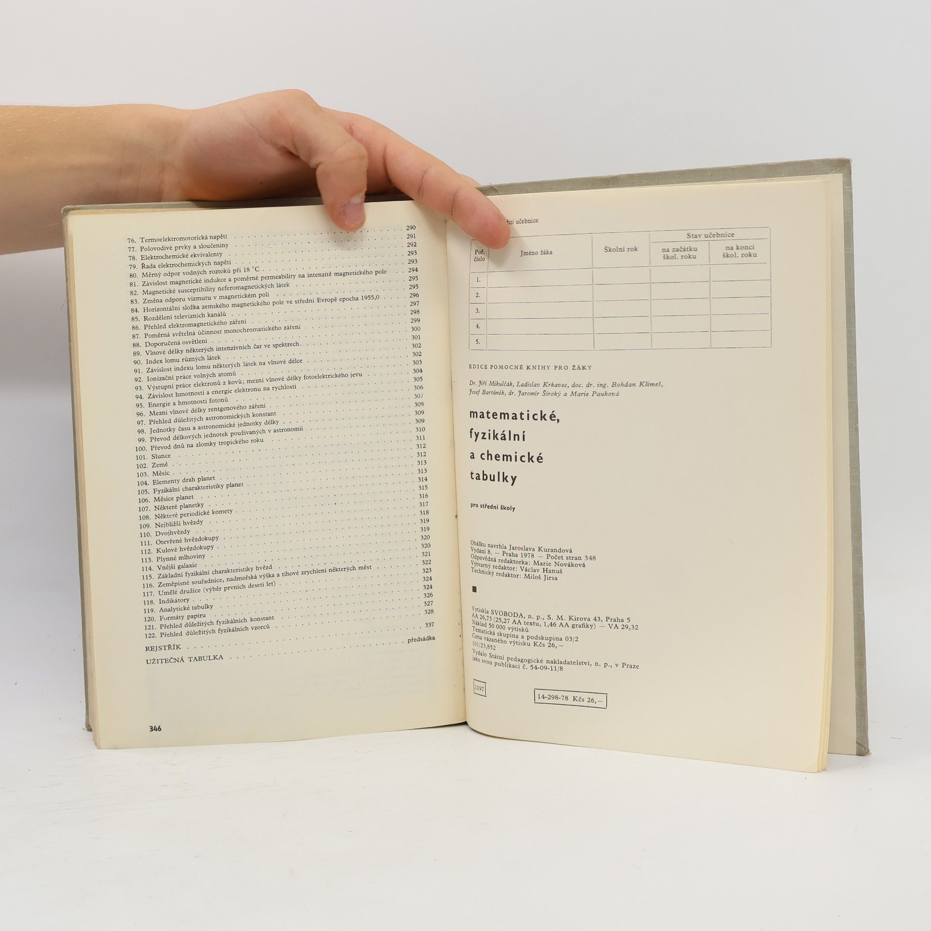 Jiří Mikulčák Matematické, fyzikální a chemické tabulky